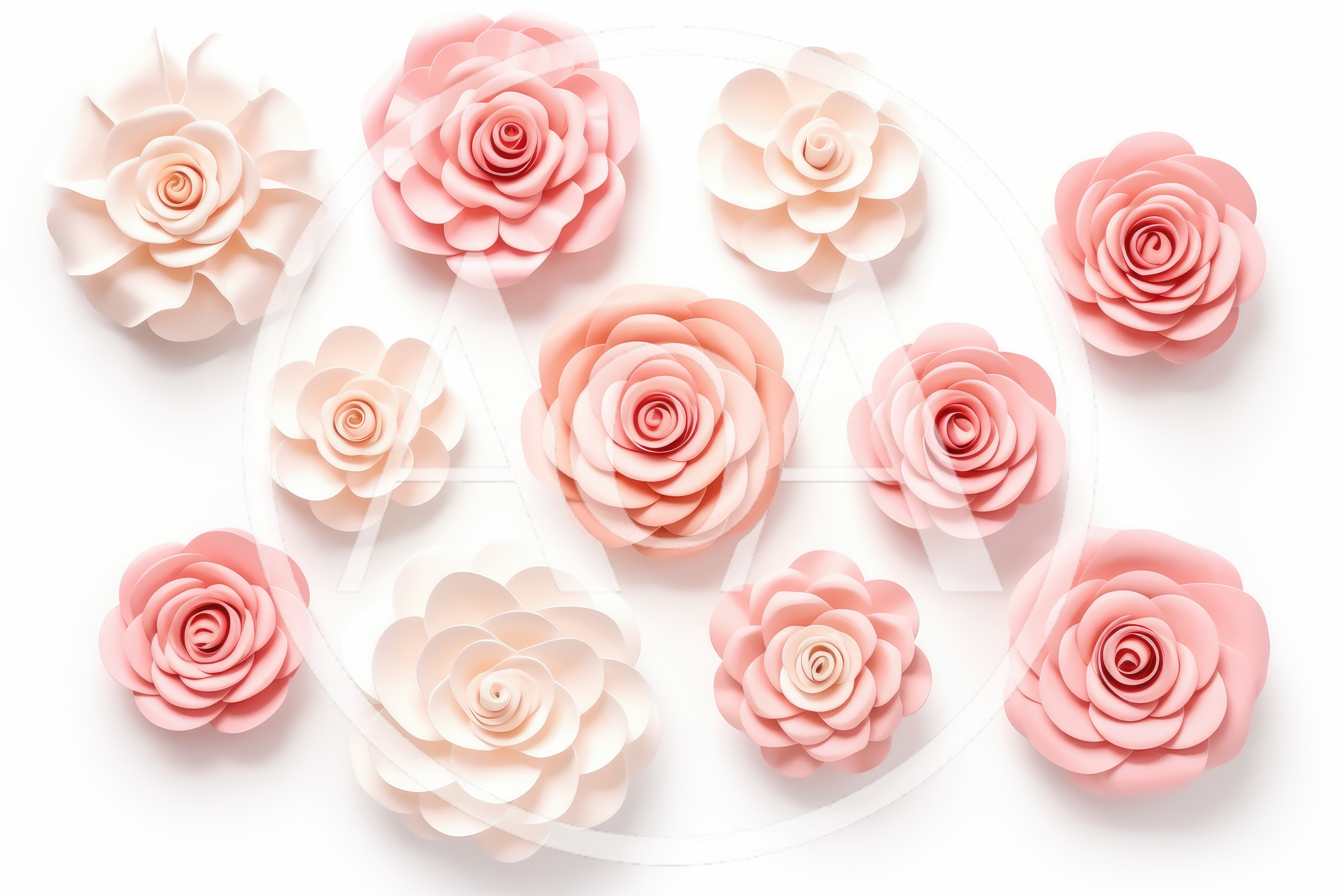 Collection Of Handmade Paper Flowers On White Background