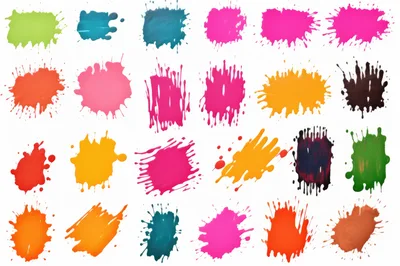 Collection of Colorful Paint Splatters and Ink Blots