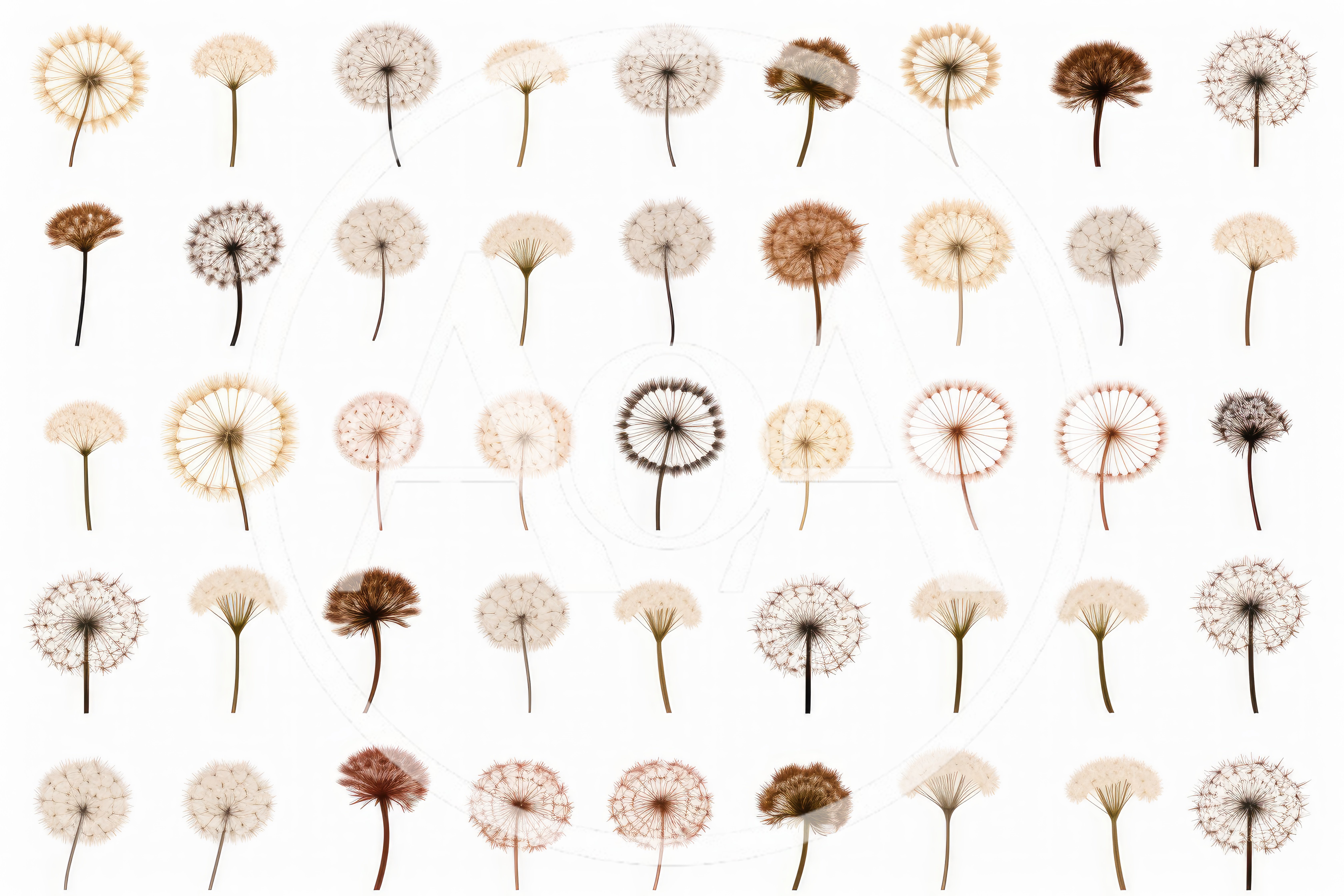 Collection Of Various Dandelion Seed Heads