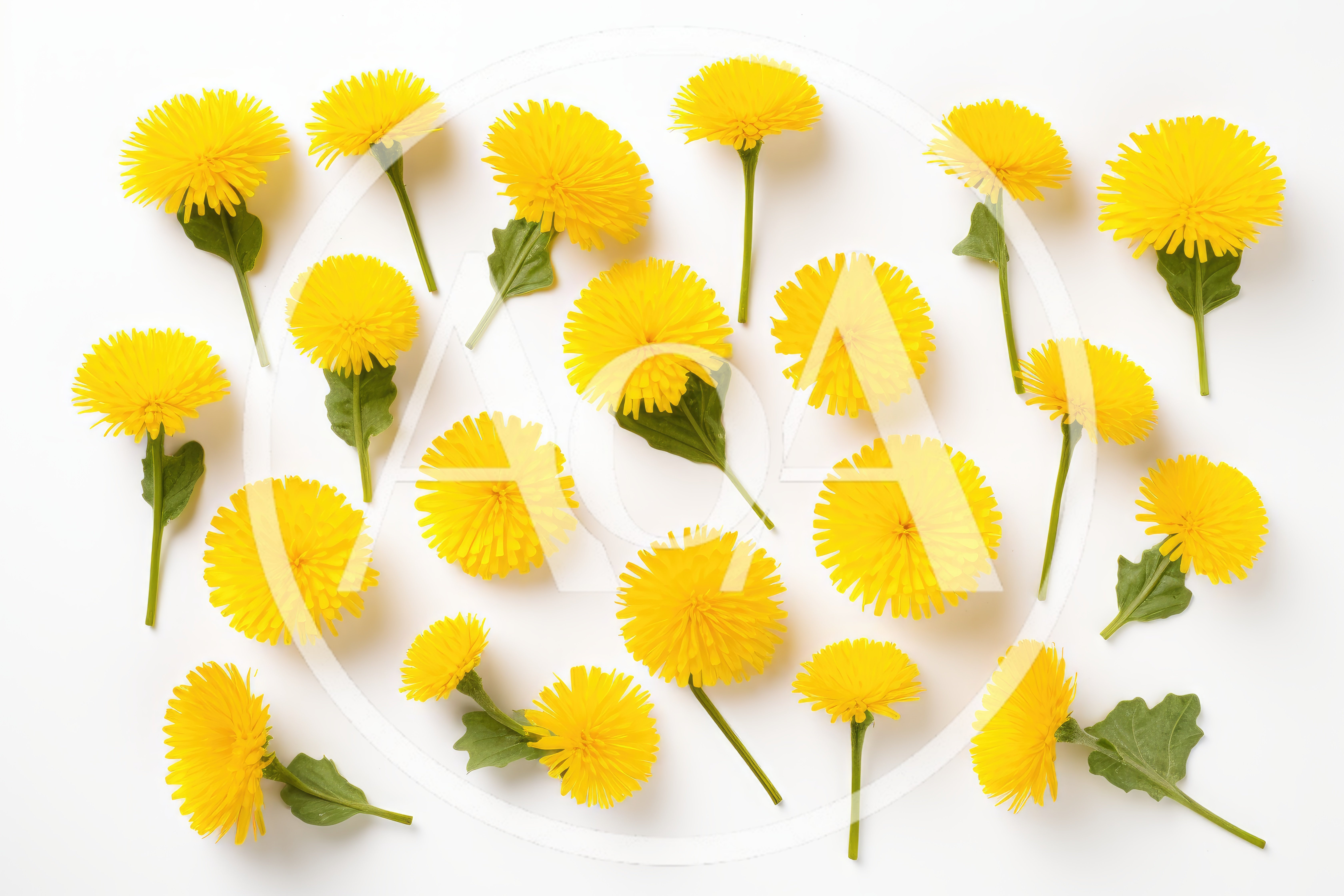 Top View Of Fresh Yellow Dandelion Flowers