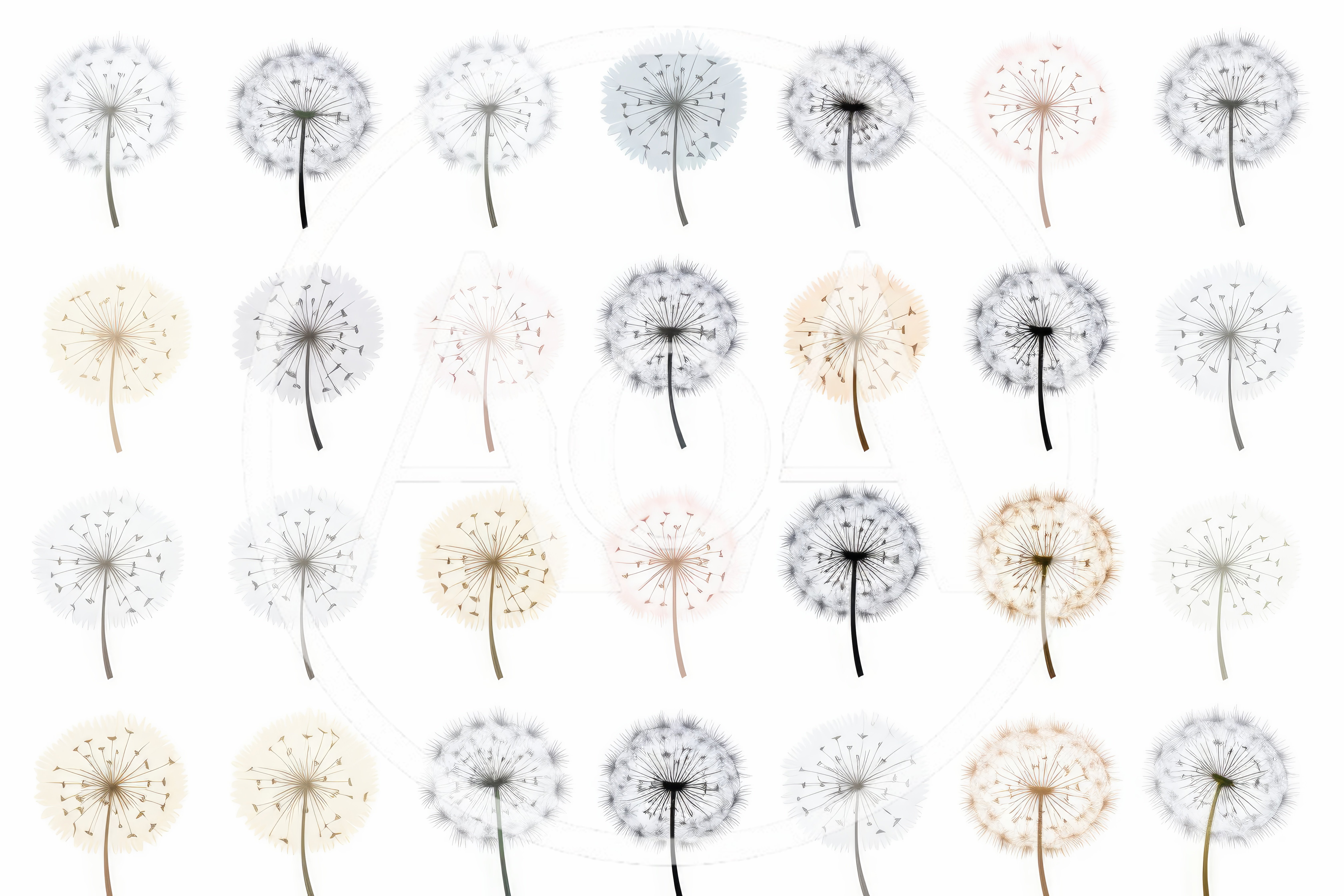 Collection Of Various Dandelion Seed Heads