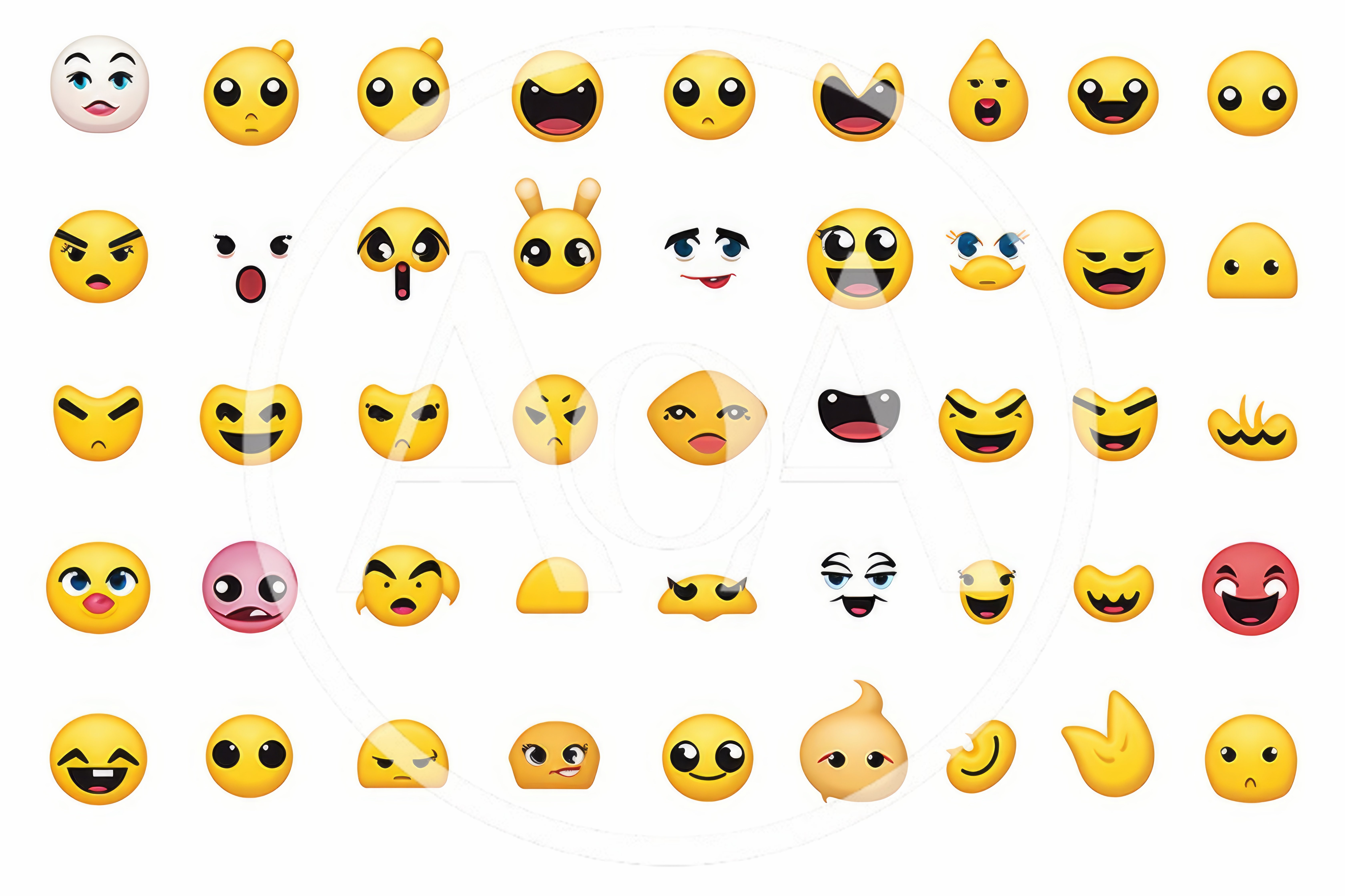 Collection Of Various Cartoon Emoji Faces