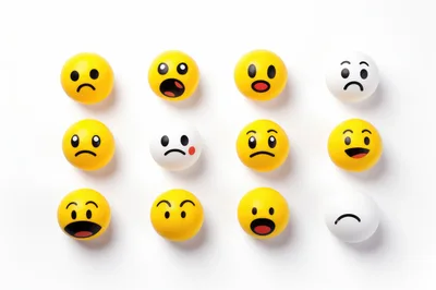 Collection of Yellow and White Emoji Stress Balls