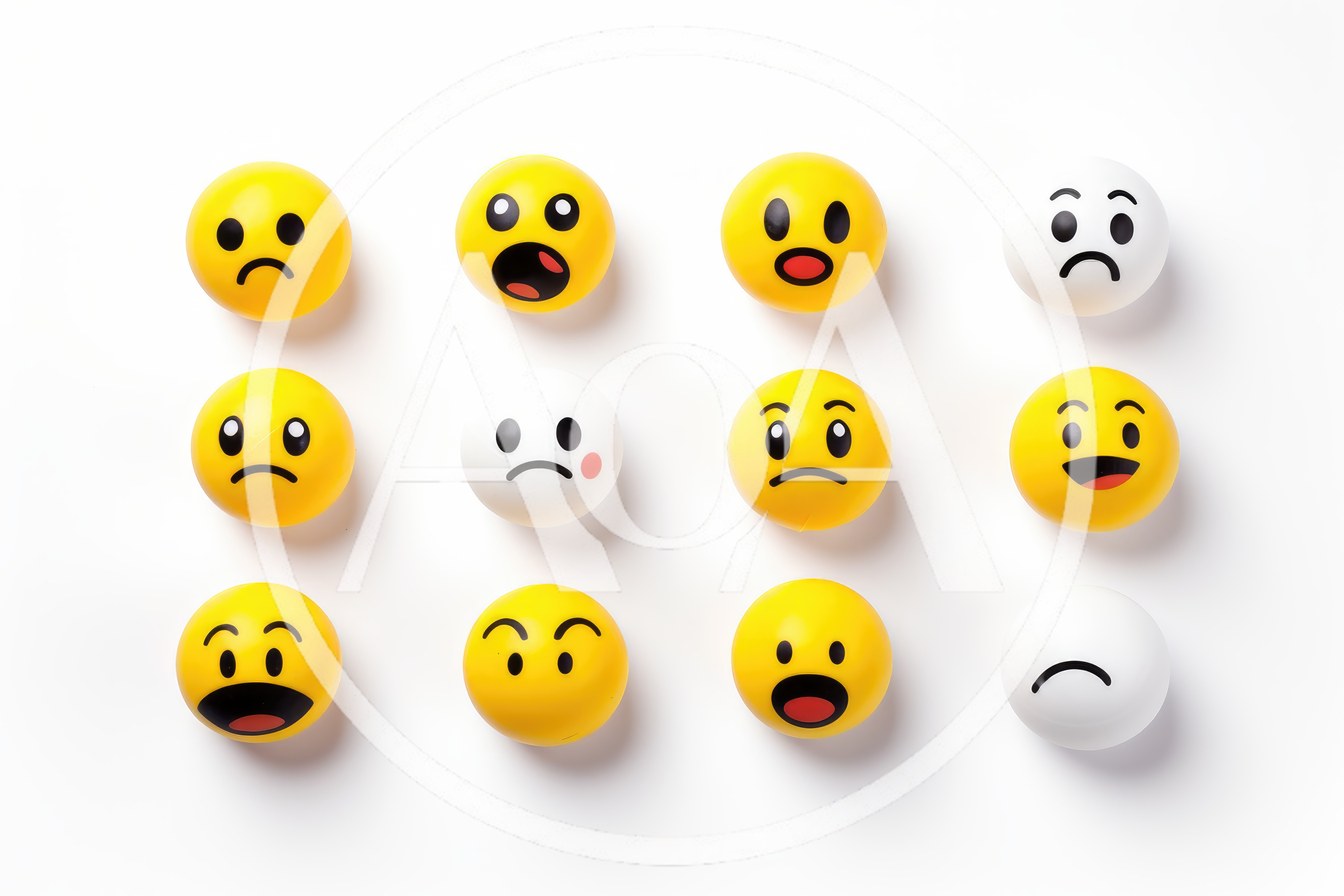 Collection of Yellow and White Emoji Stress Balls
