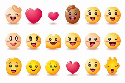 Collection of Colorful 3D Emoji Character Icons