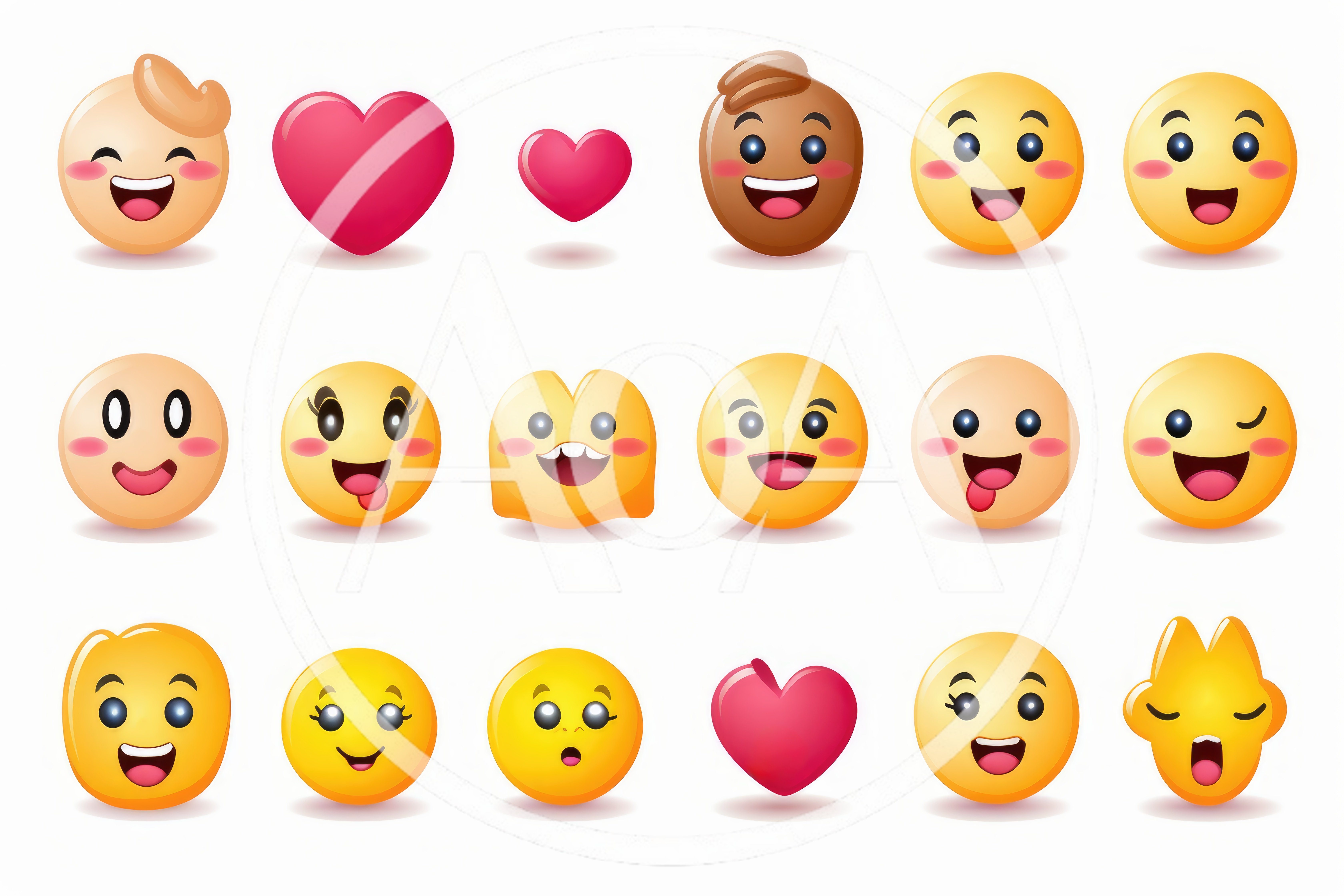 Collection of Colorful 3D Emoji Character Icons