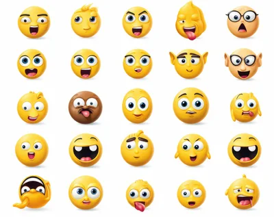 Collection of Various 3D Rendered Funny Emoji Faces