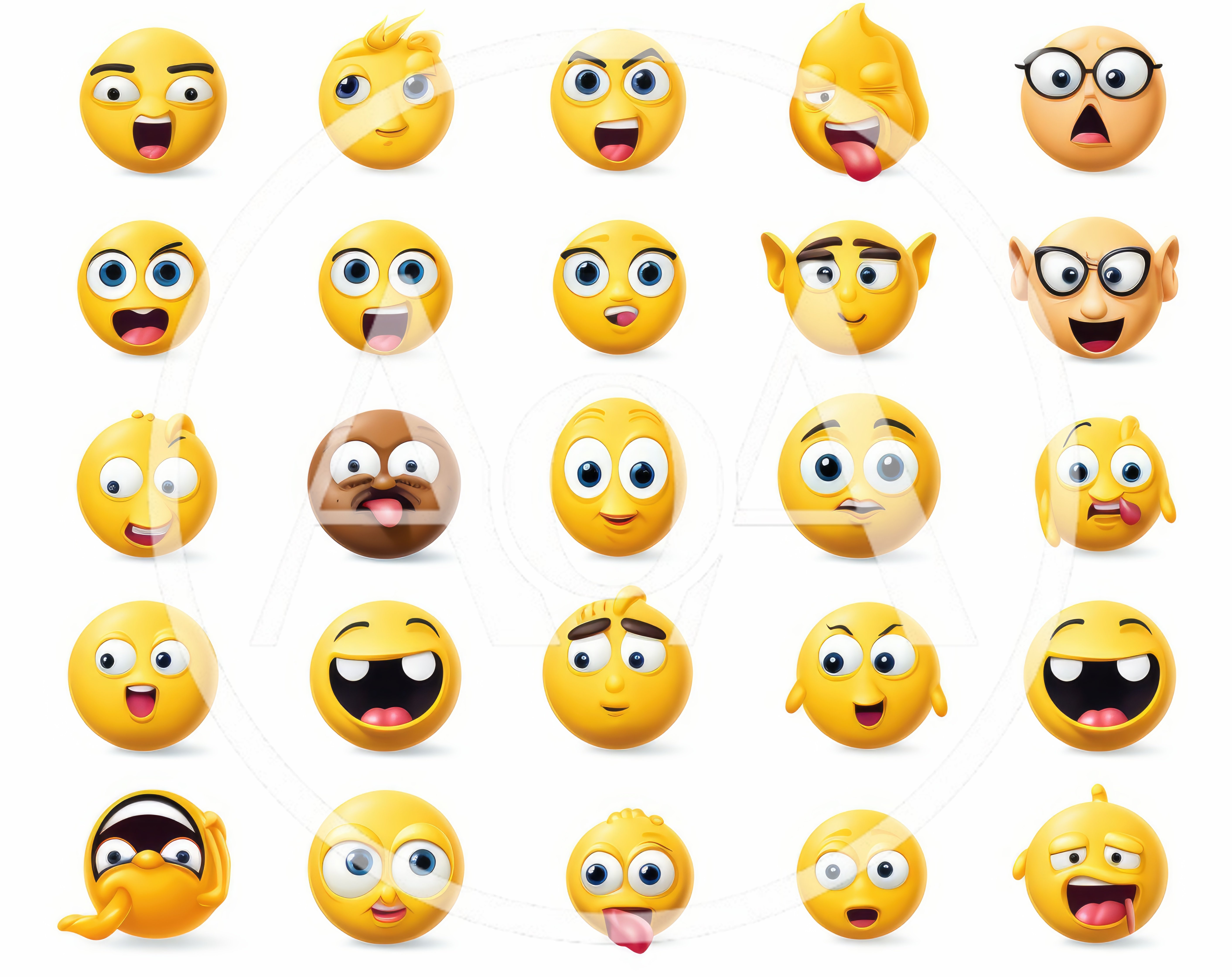 Collection of Various 3D Rendered Funny Emoji Faces
