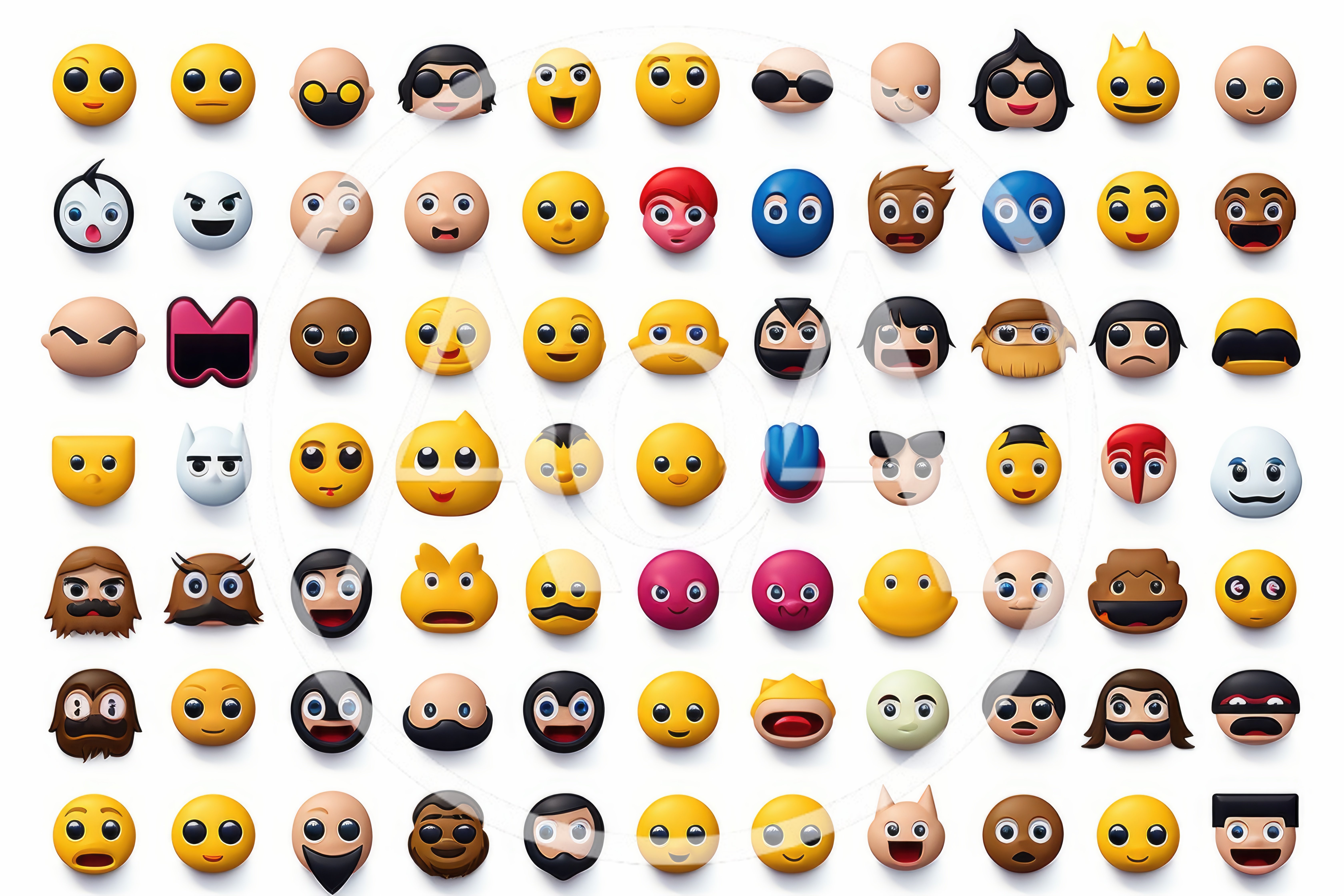 Collection Of Diverse Cartoon Character Face Emojis