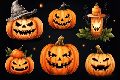Collection Of Spooky Halloween Jack O Lanterns