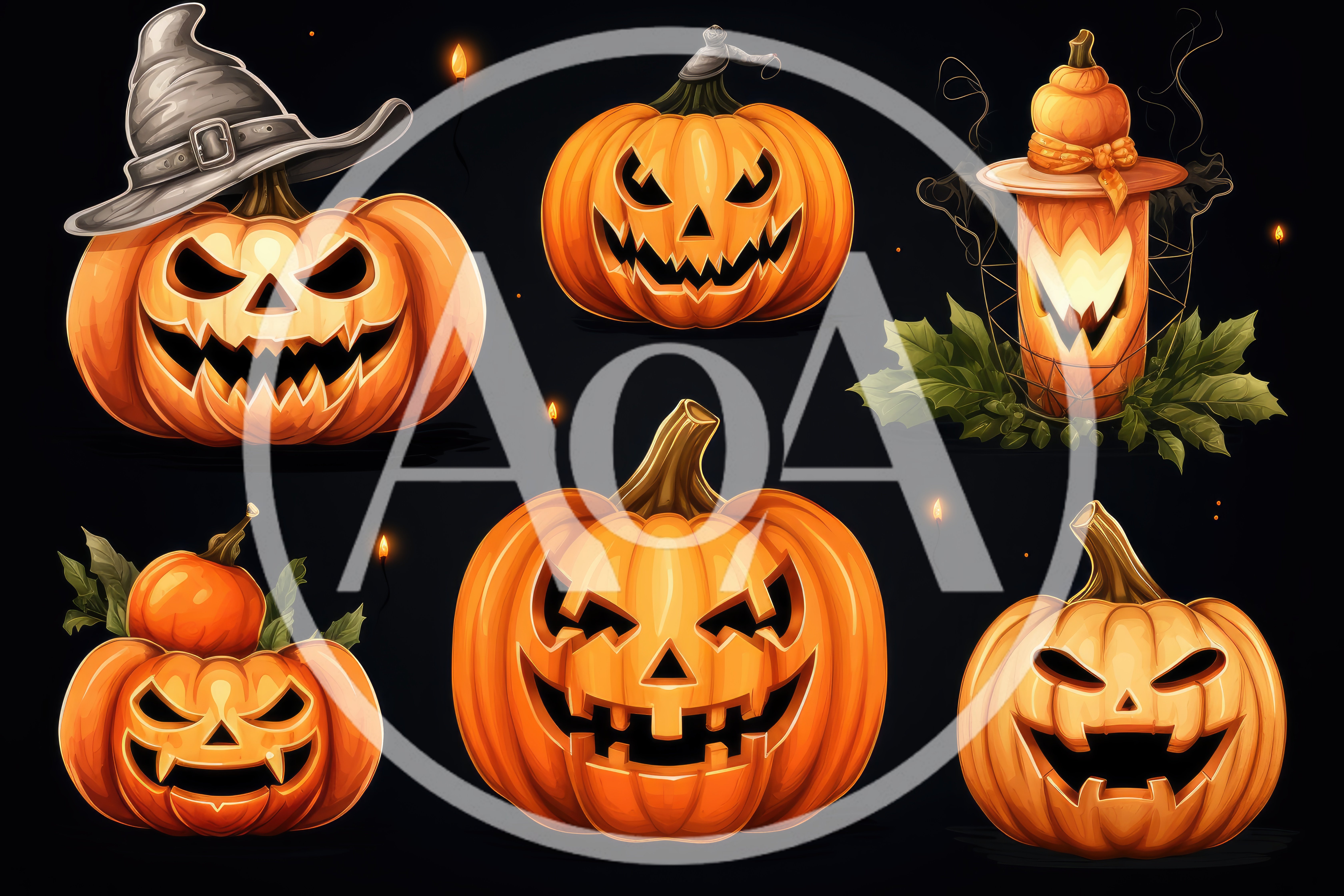 Collection Of Spooky Halloween Jack O Lanterns