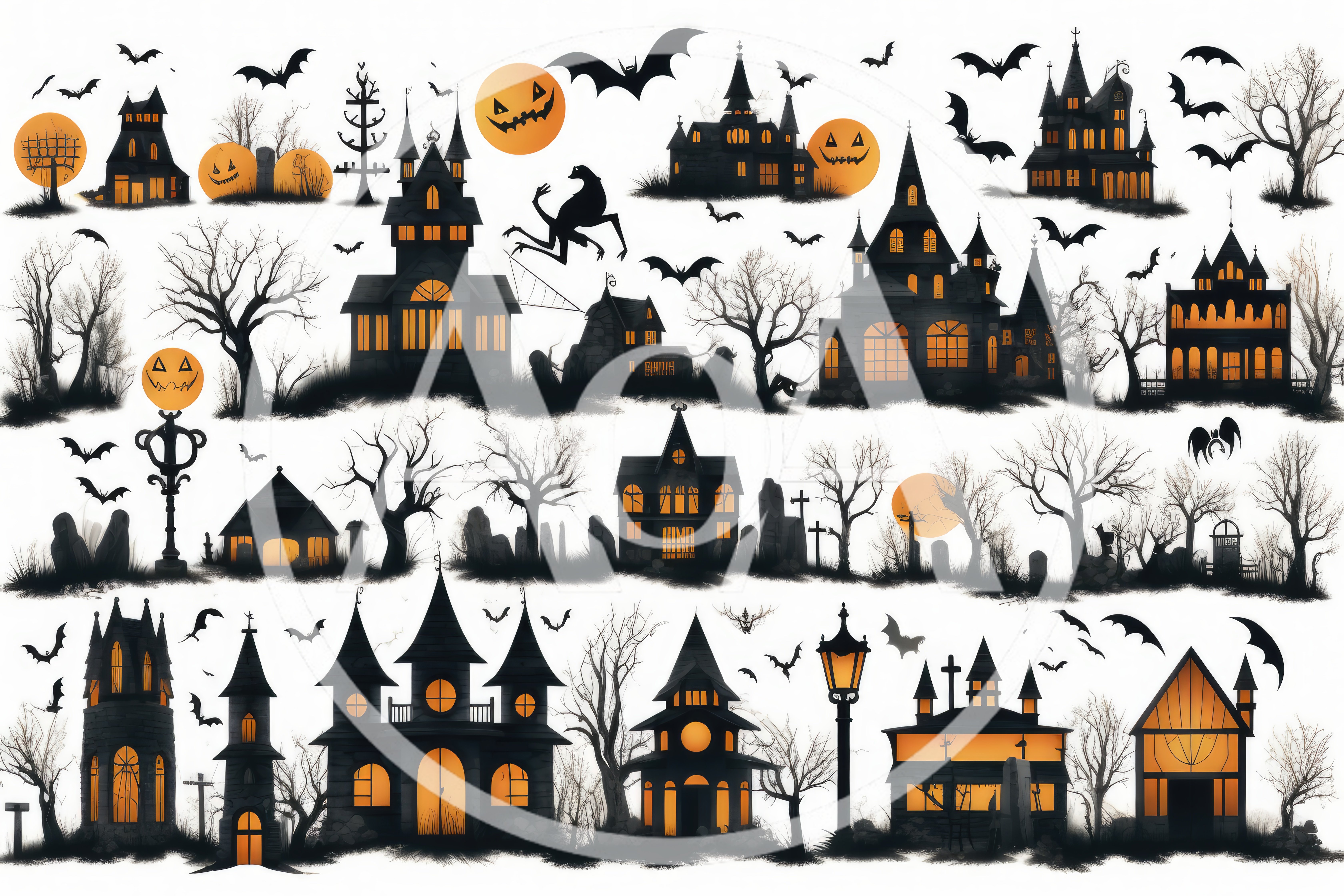 Halloween Haunted House And Spooky Elements Collection