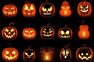 Collection of Glowing Halloween Jack O Lanterns