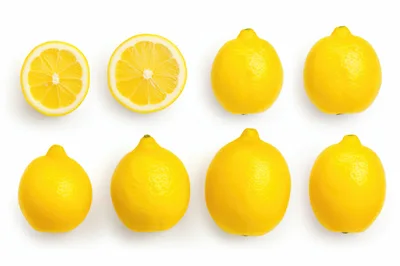 Collection Of Fresh Whole And Sliced Lemons
