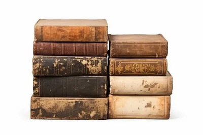 Two Stacks Of Antique Leather Bound Books