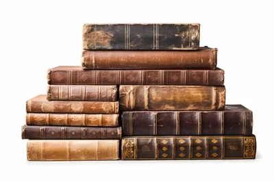 Stack Of Antique Leather Bound Books