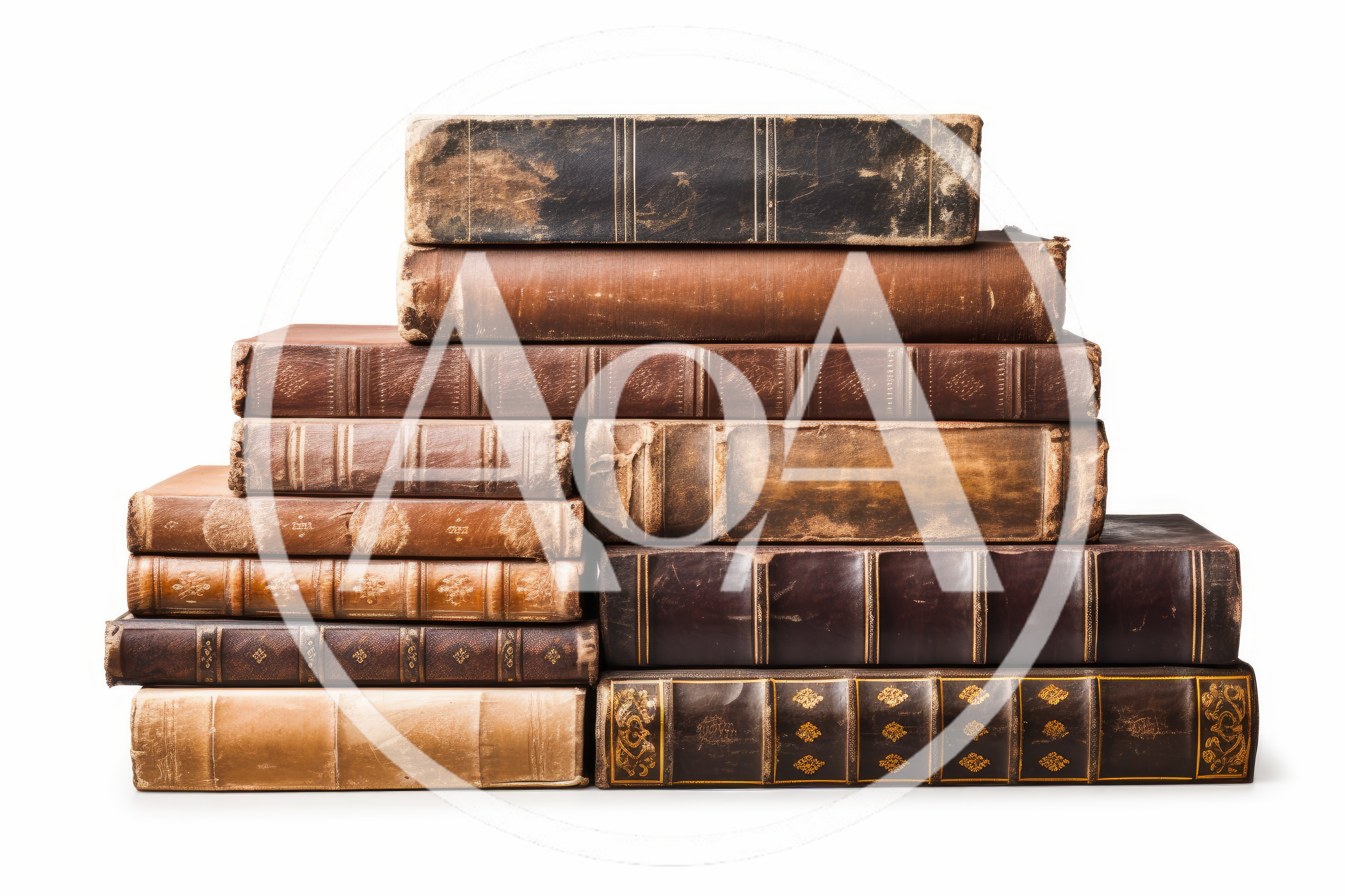 Stack Of Antique Leather Bound Books