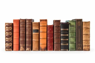 Row Of Antique Leather Bound Books