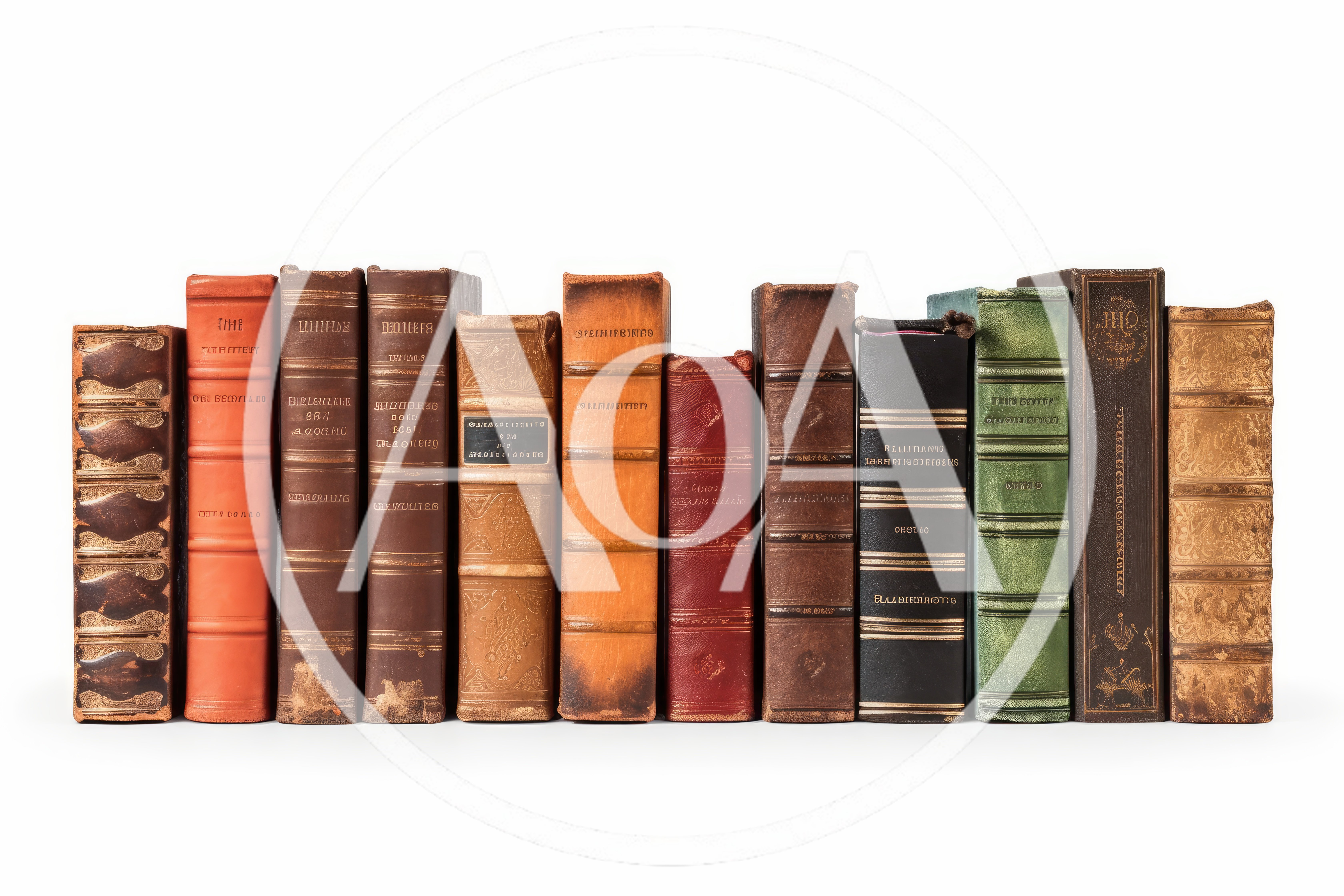 Row Of Antique Leather Bound Books