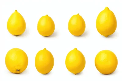 Collection Of Fresh Yellow Lemons On White Background