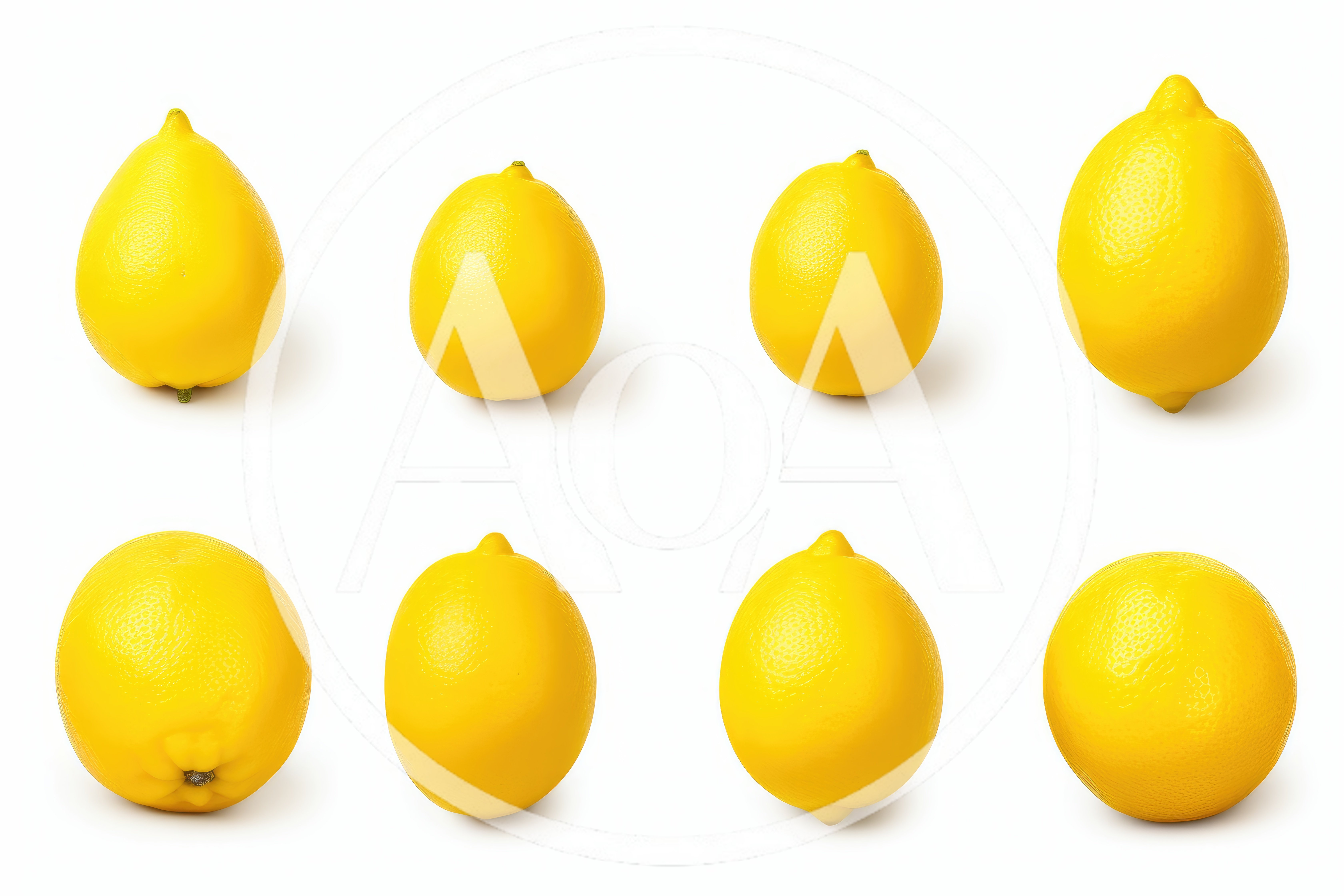 Collection Of Fresh Yellow Lemons On White Background