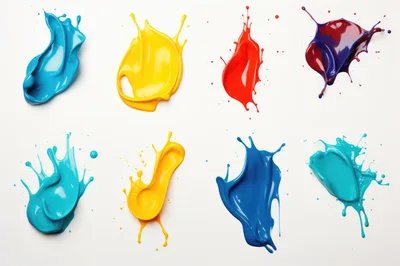 Collection of Colorful Liquid Paint Splashes