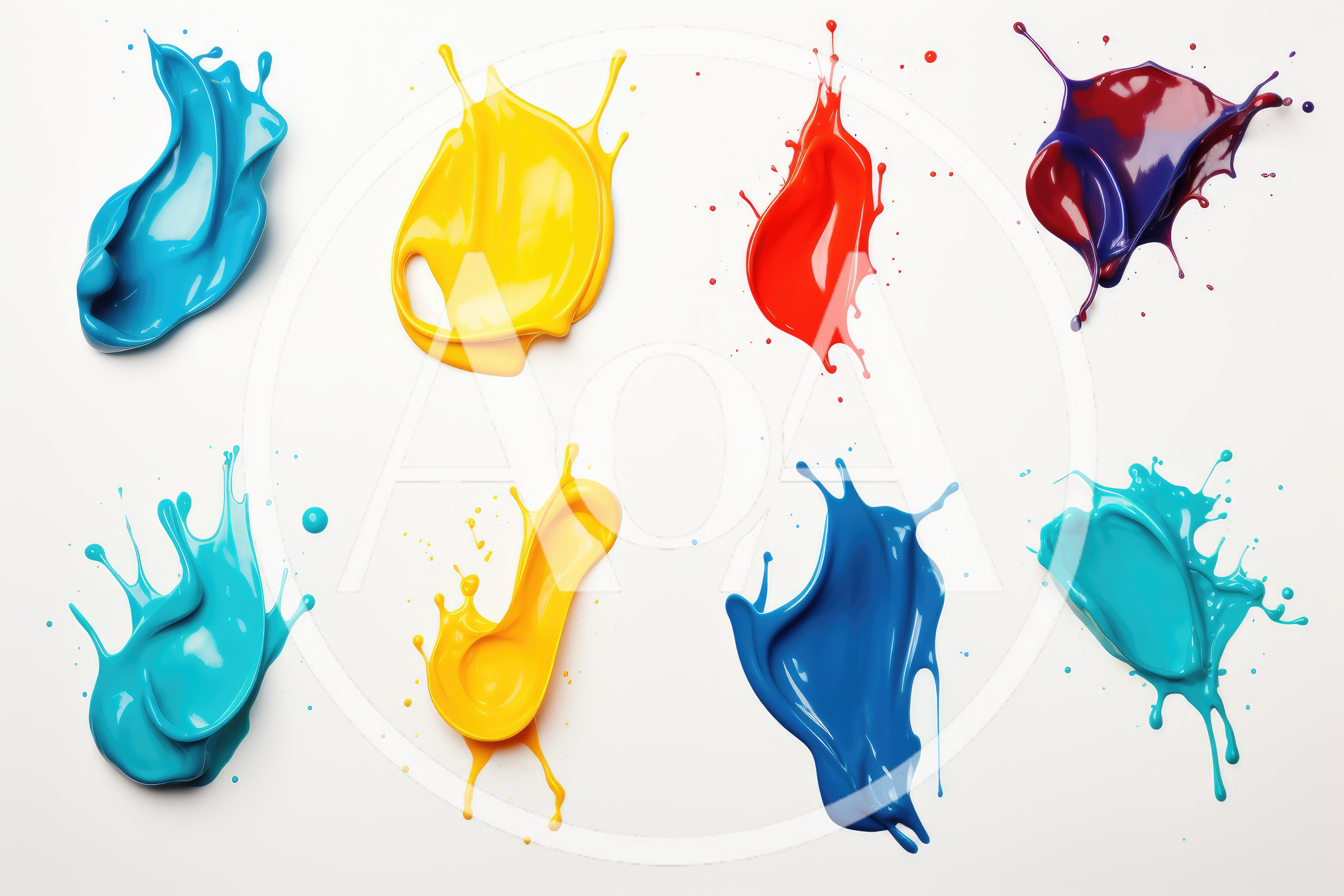 Collection of Colorful Liquid Paint Splashes