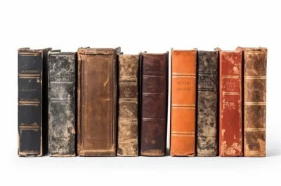 Row Of Antique Leather Bound Books