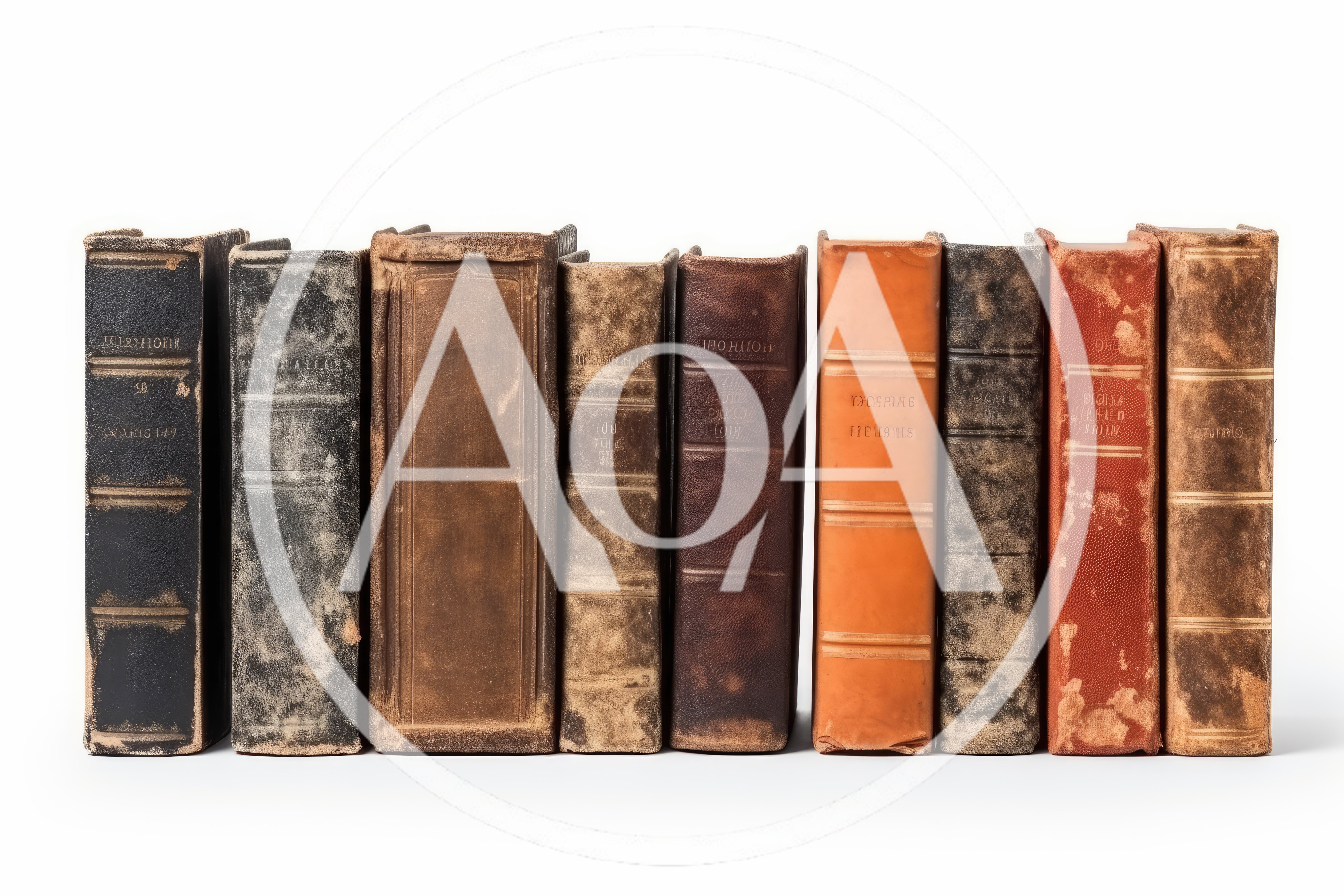 Row Of Antique Leather Bound Books
