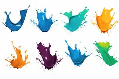 Collection Of Colorful Liquid Paint Splashes