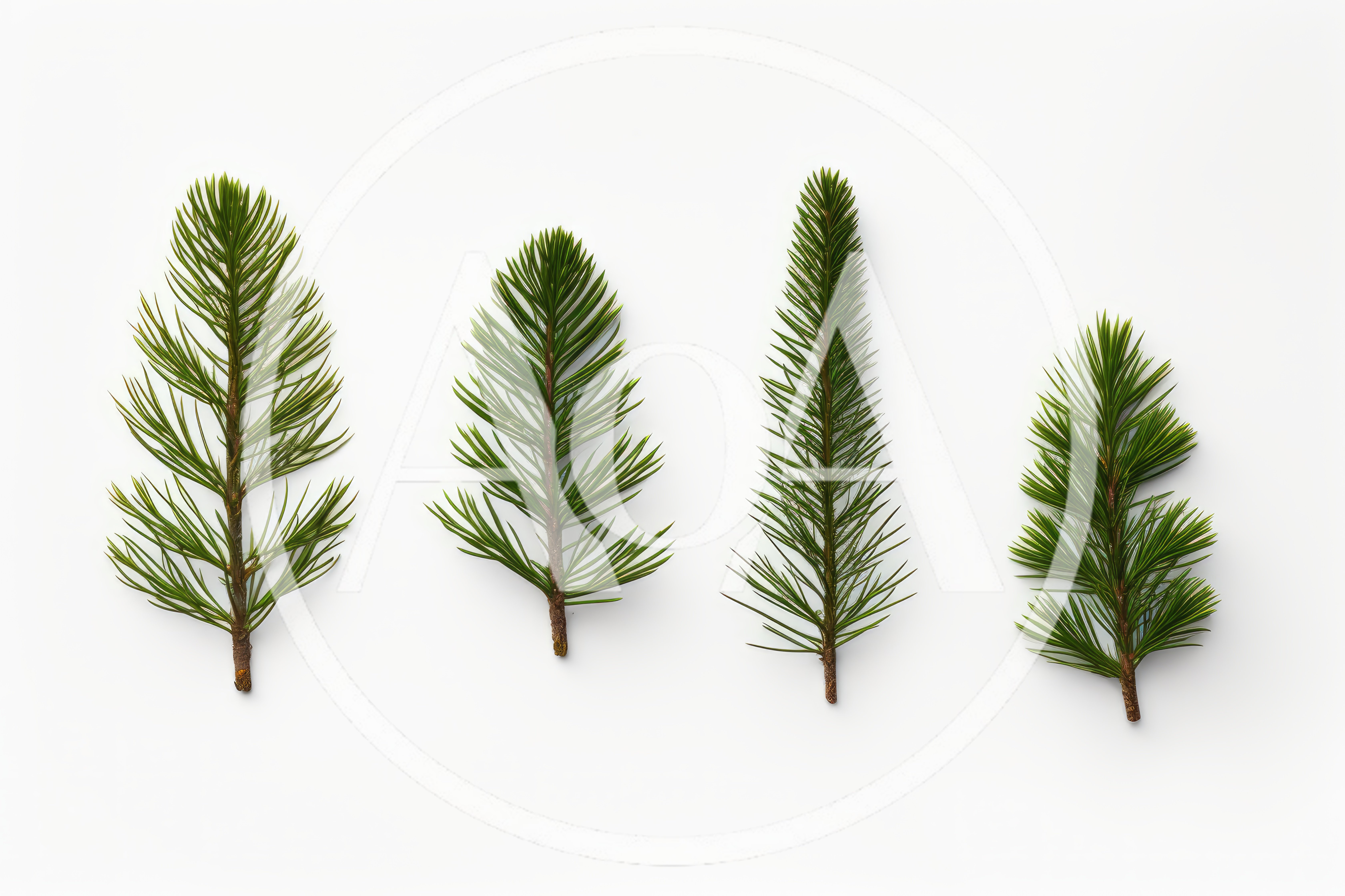 Four Distinct Evergreen Pine Tree Branches