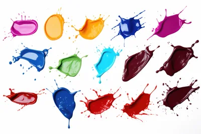 Collection of Colorful Paint Splashes on White Background