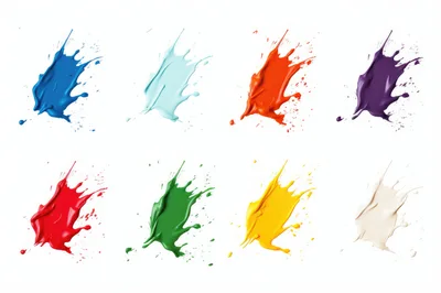 Collection Of Colorful Paint Splashes On White Background