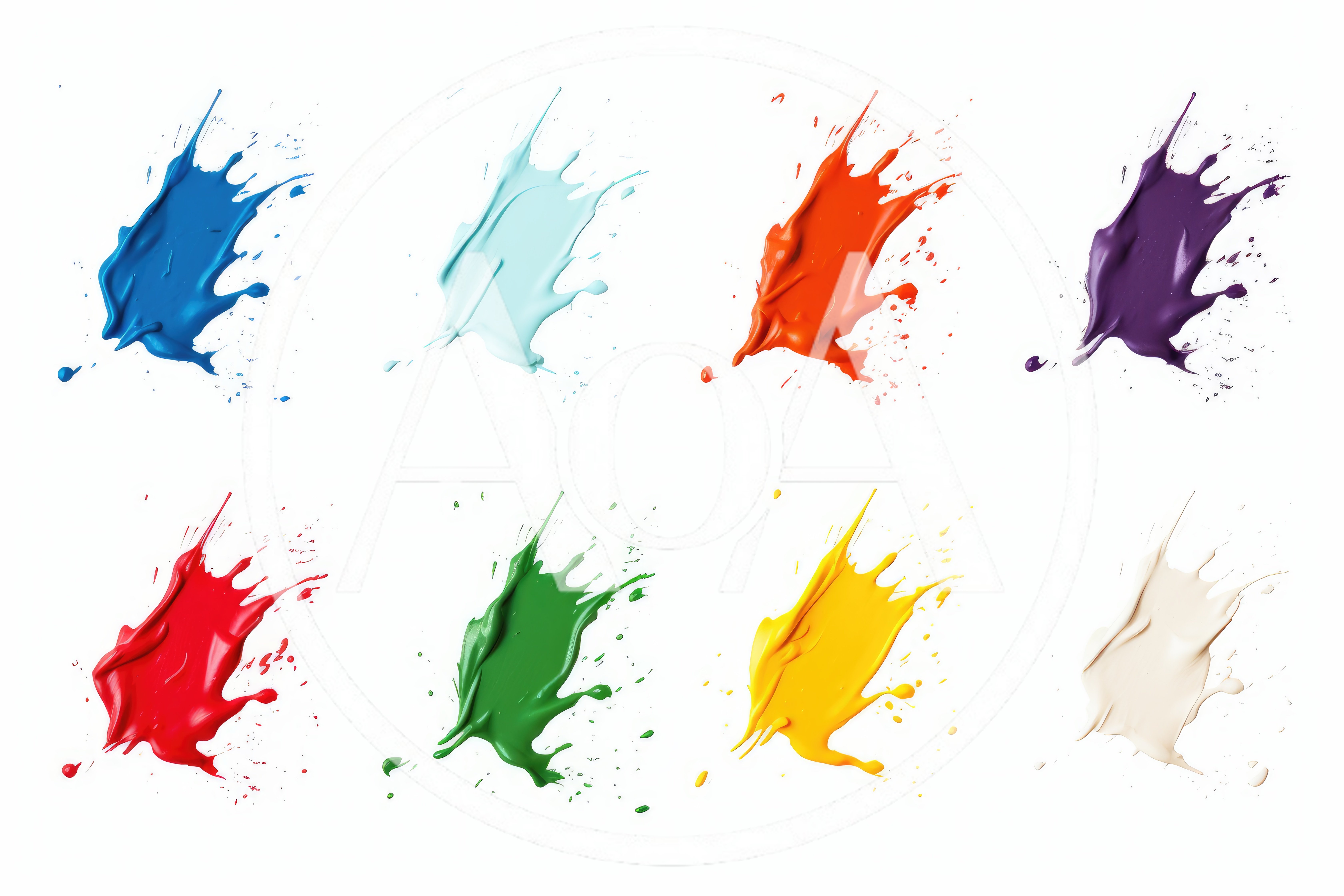 Collection Of Colorful Paint Splashes On White Background