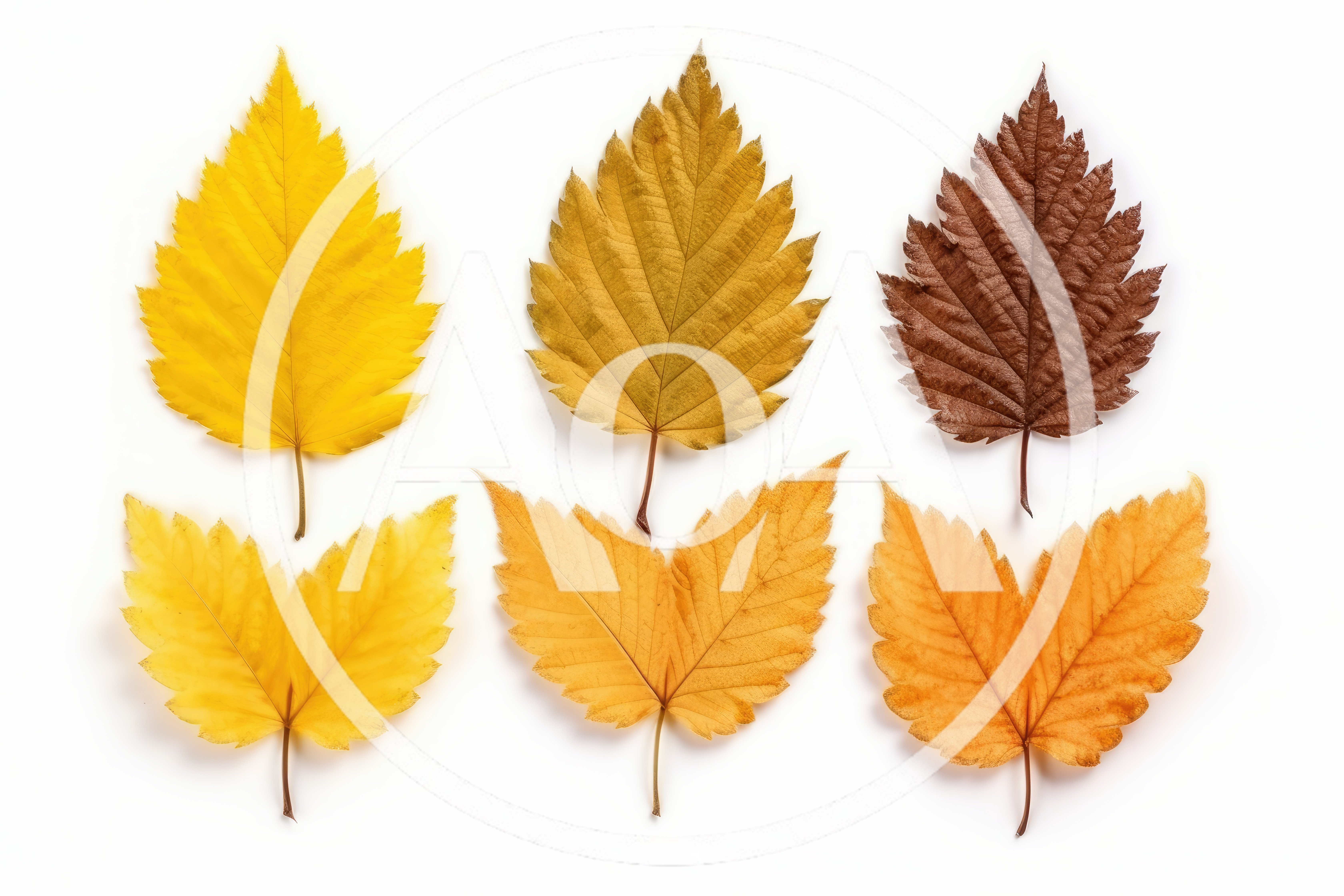 Collection of Six Colorful Autumn Leaves