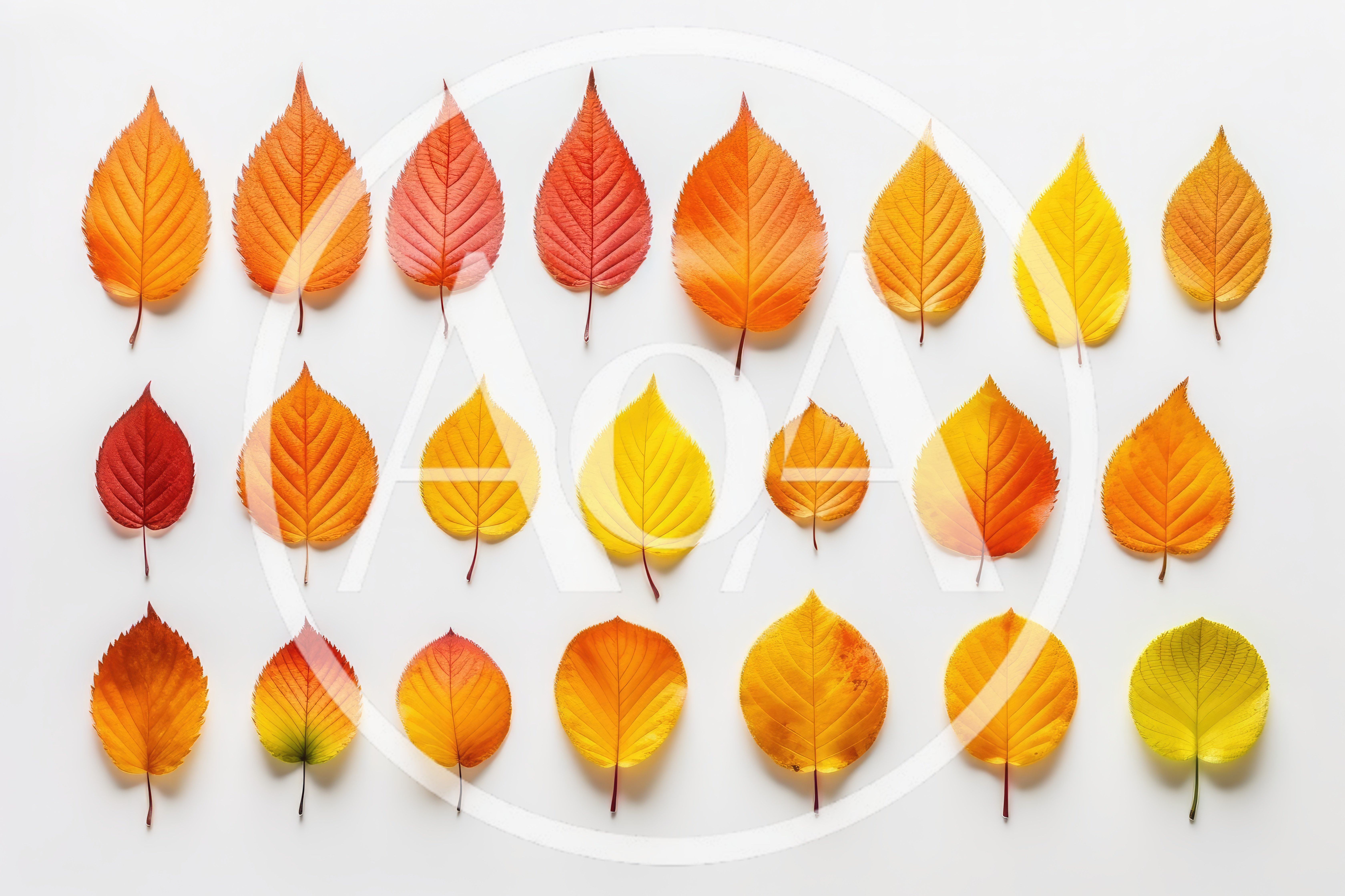 Collection of Colorful Autumn Leaves on White Background