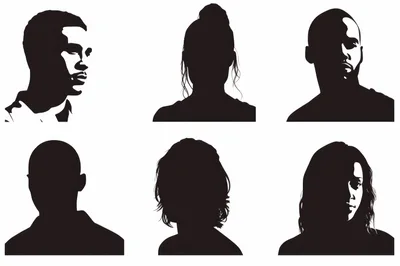 Set Of Six Stylized Human Silhouette Portraits