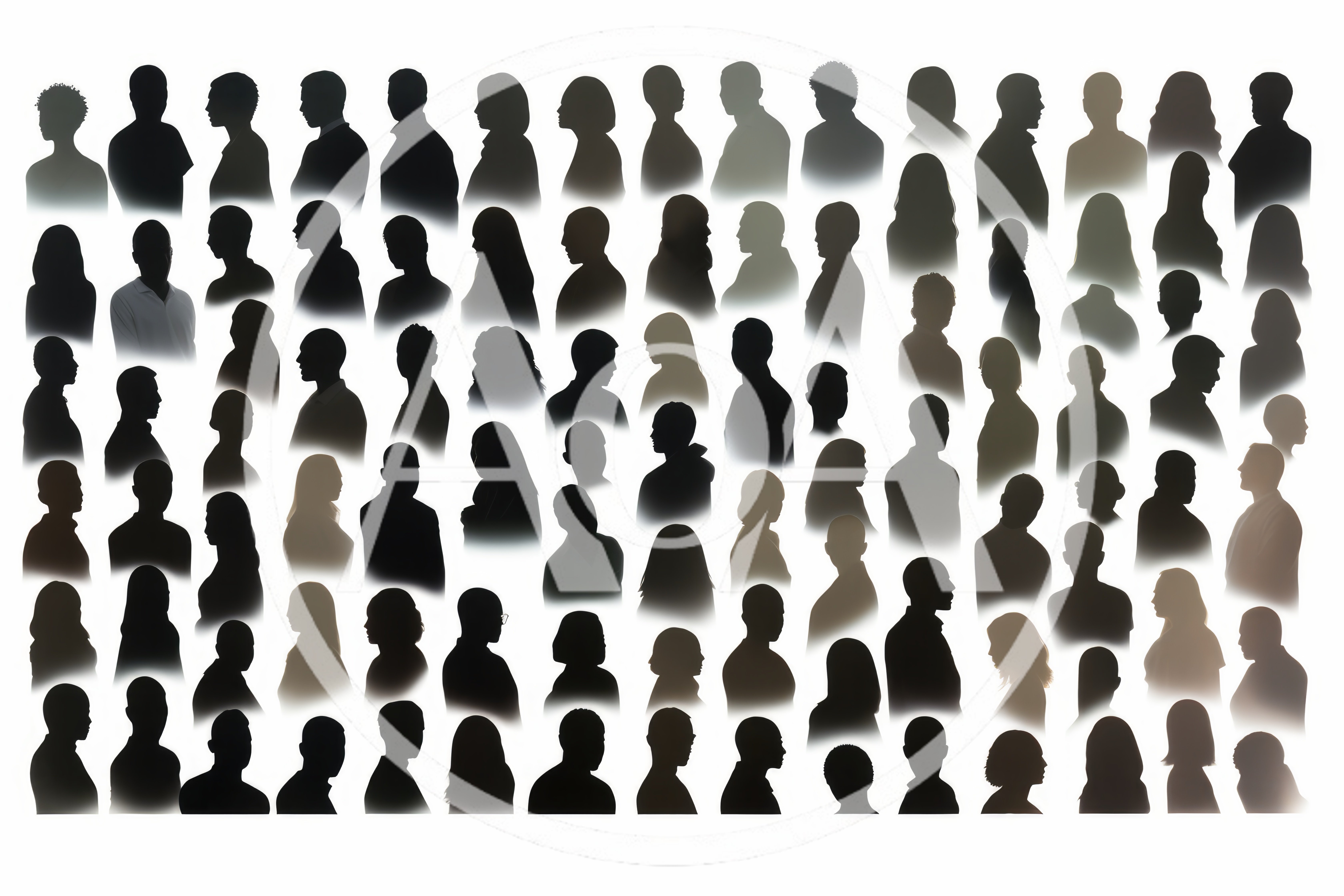Collection Of Diverse Human Head Silhouettes