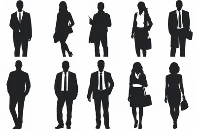 Set Of Professional Business People Silhouettes