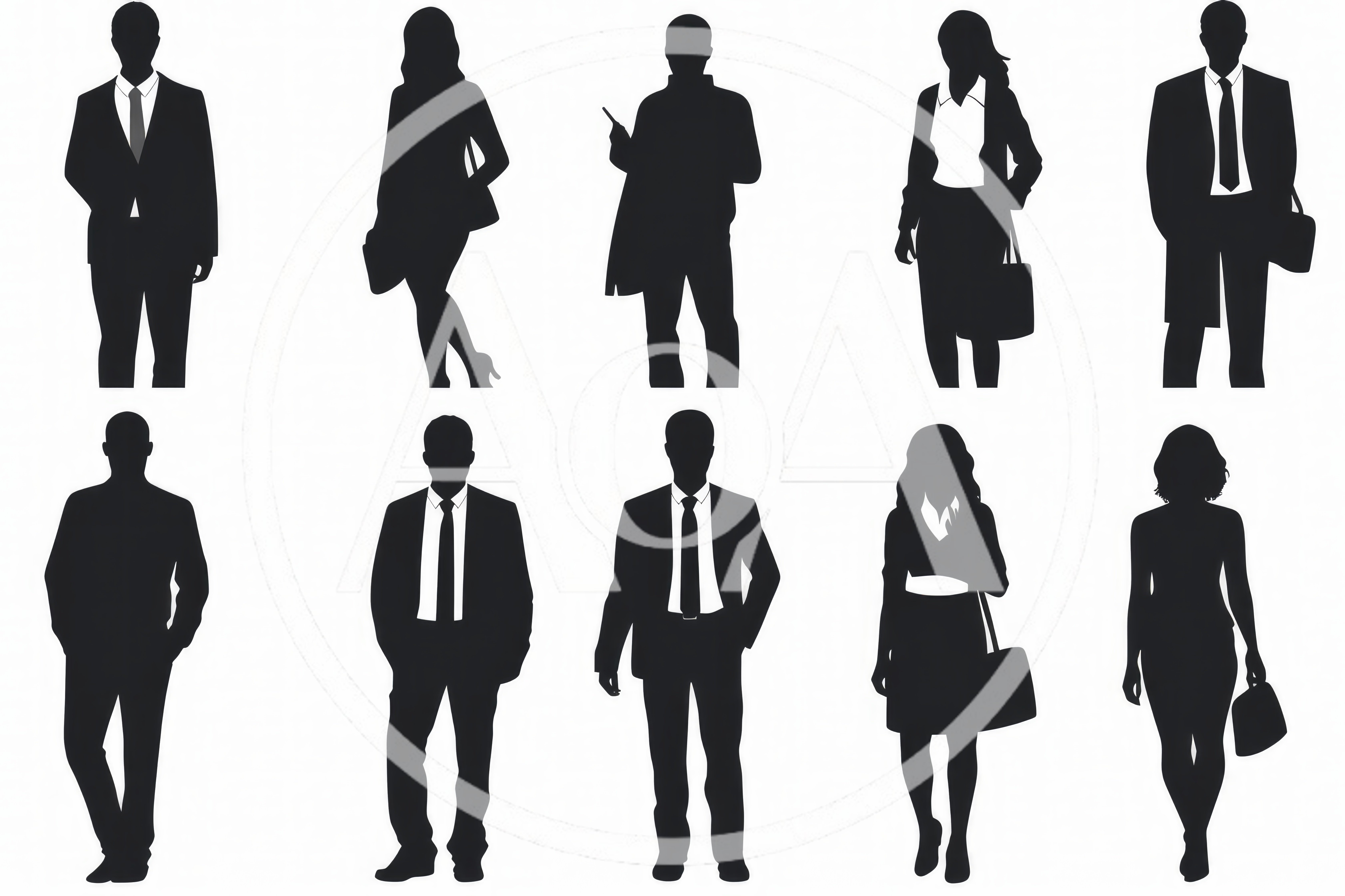 Set Of Professional Business People Silhouettes