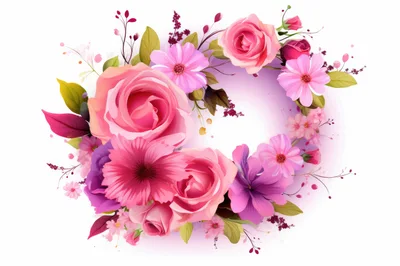 Floral Wreath Arrangement With Pink And Purple Flowers