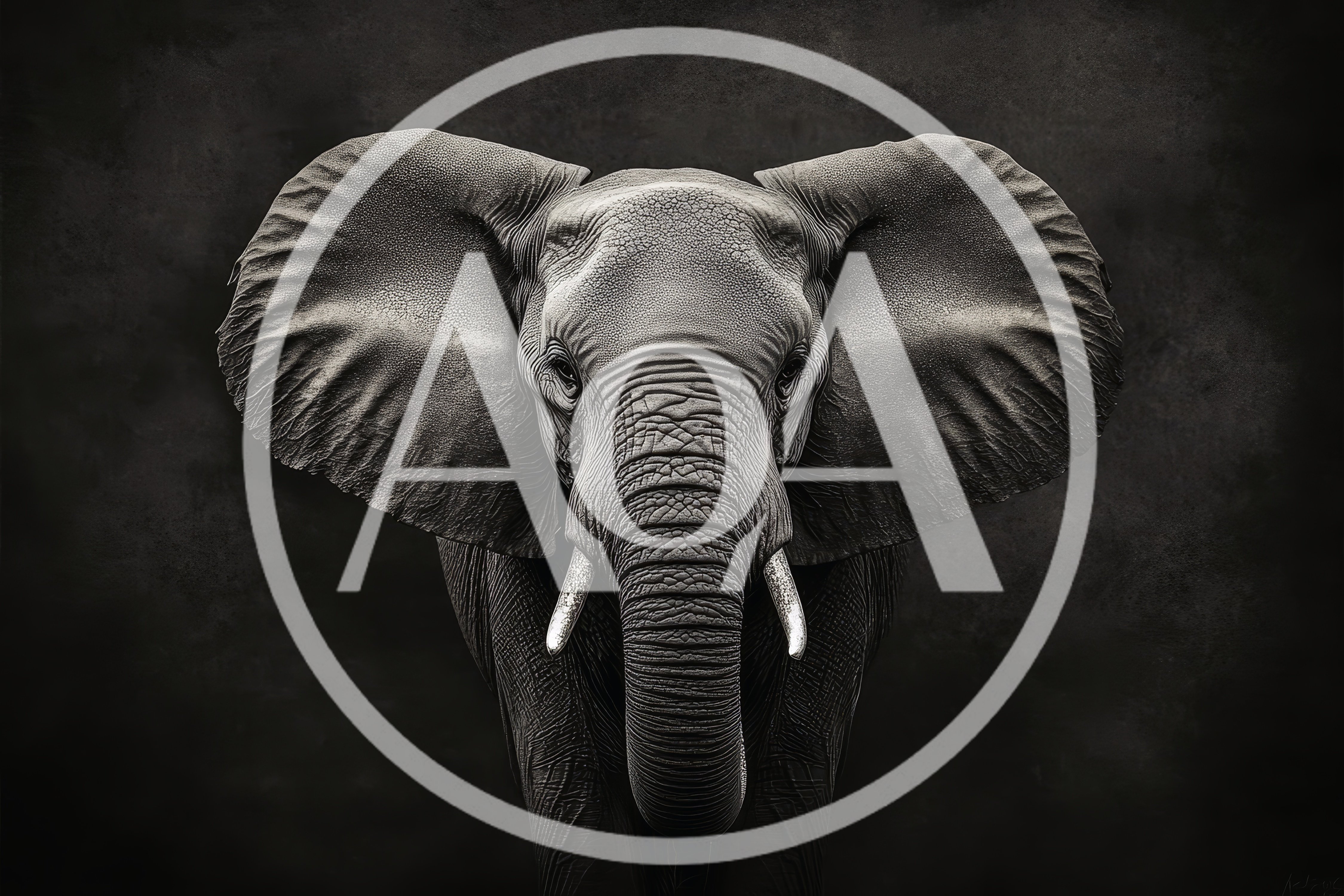 Majestic African Elephant Portrait Against Dark Background