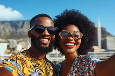 Happy Couple Taking A Selfie In Cape Town