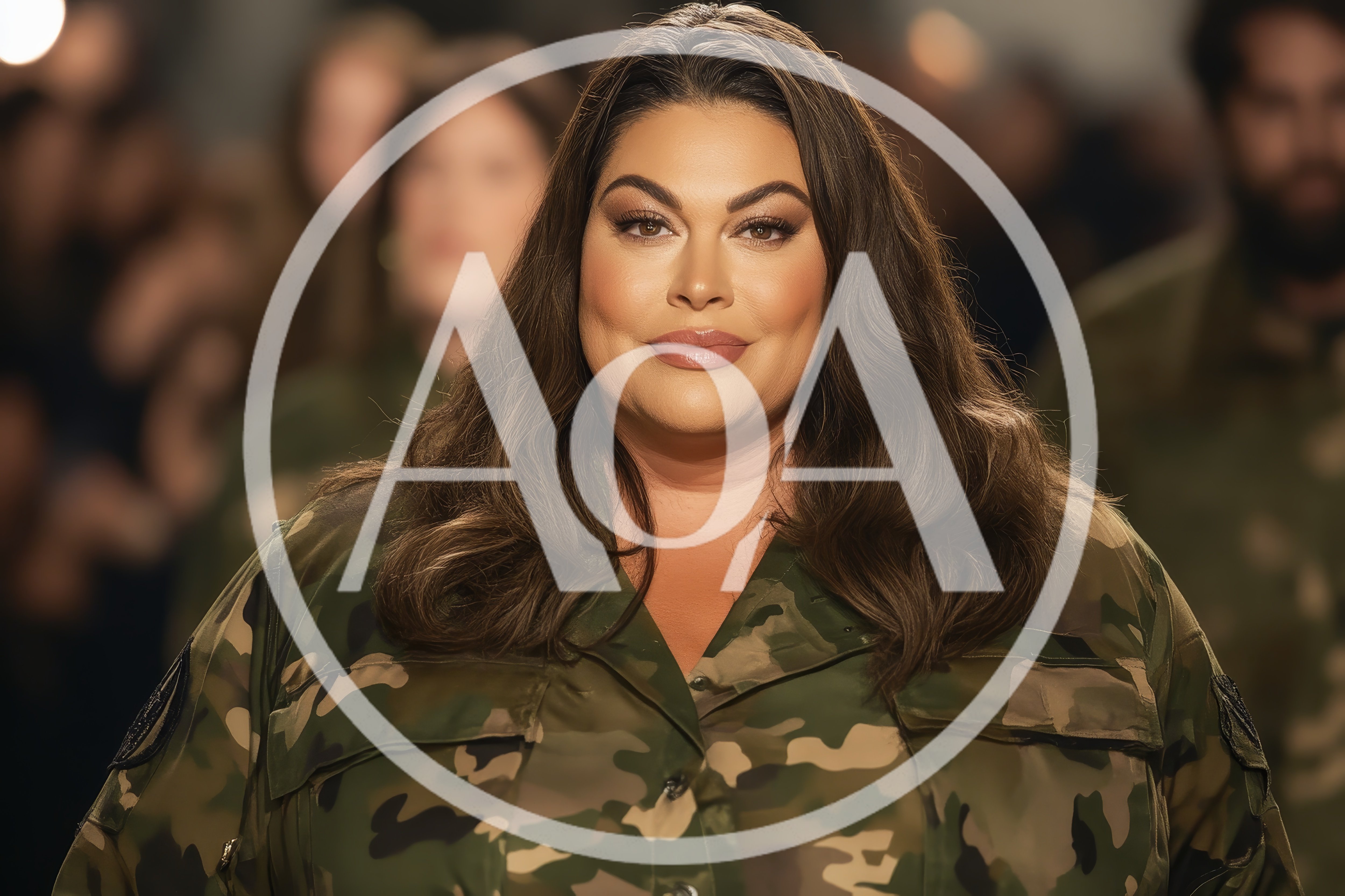 Plus Size Woman Wearing Camouflage Jacket