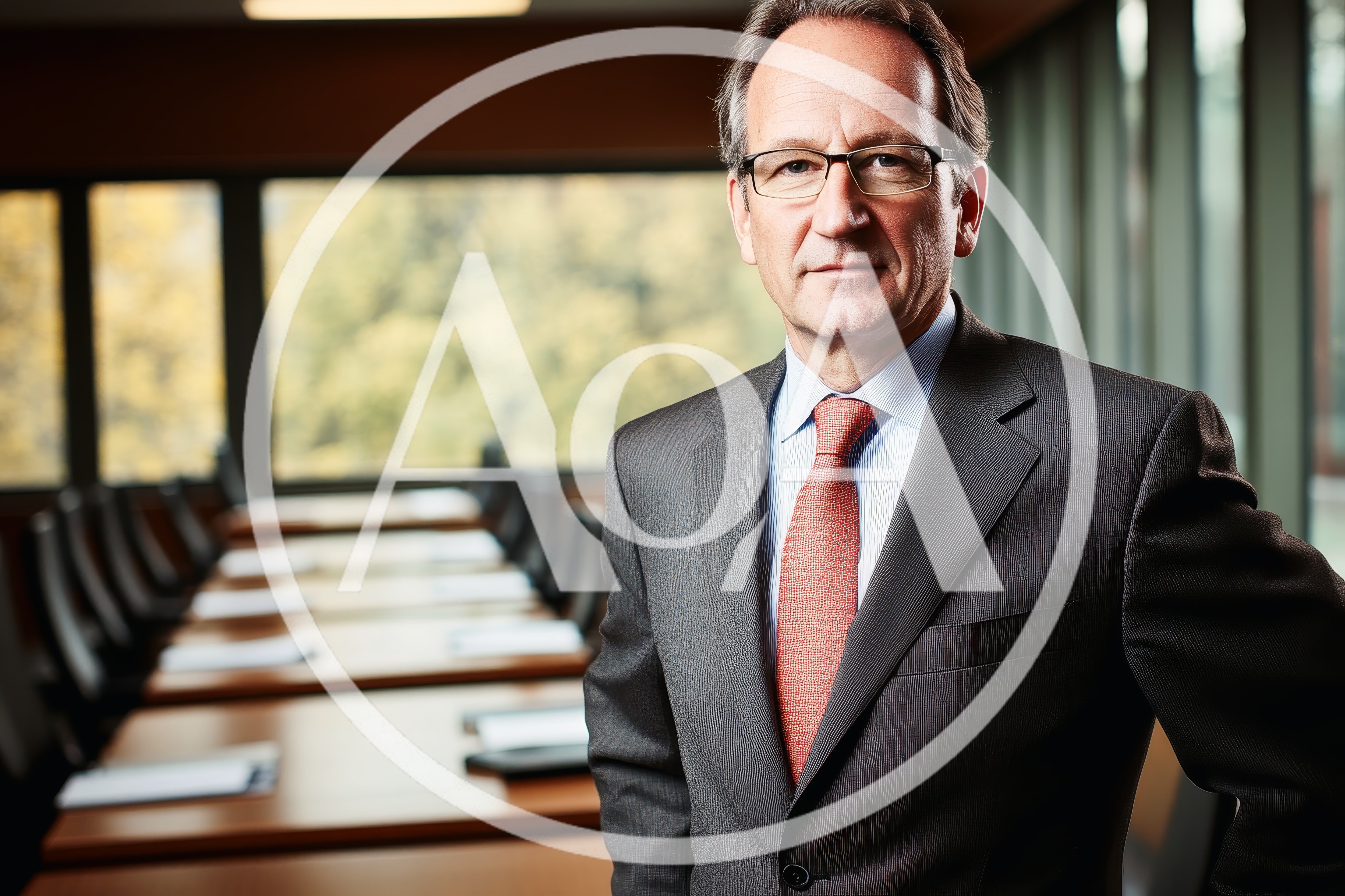 Professional Businessman Standing In A Modern Corporate Boardroom