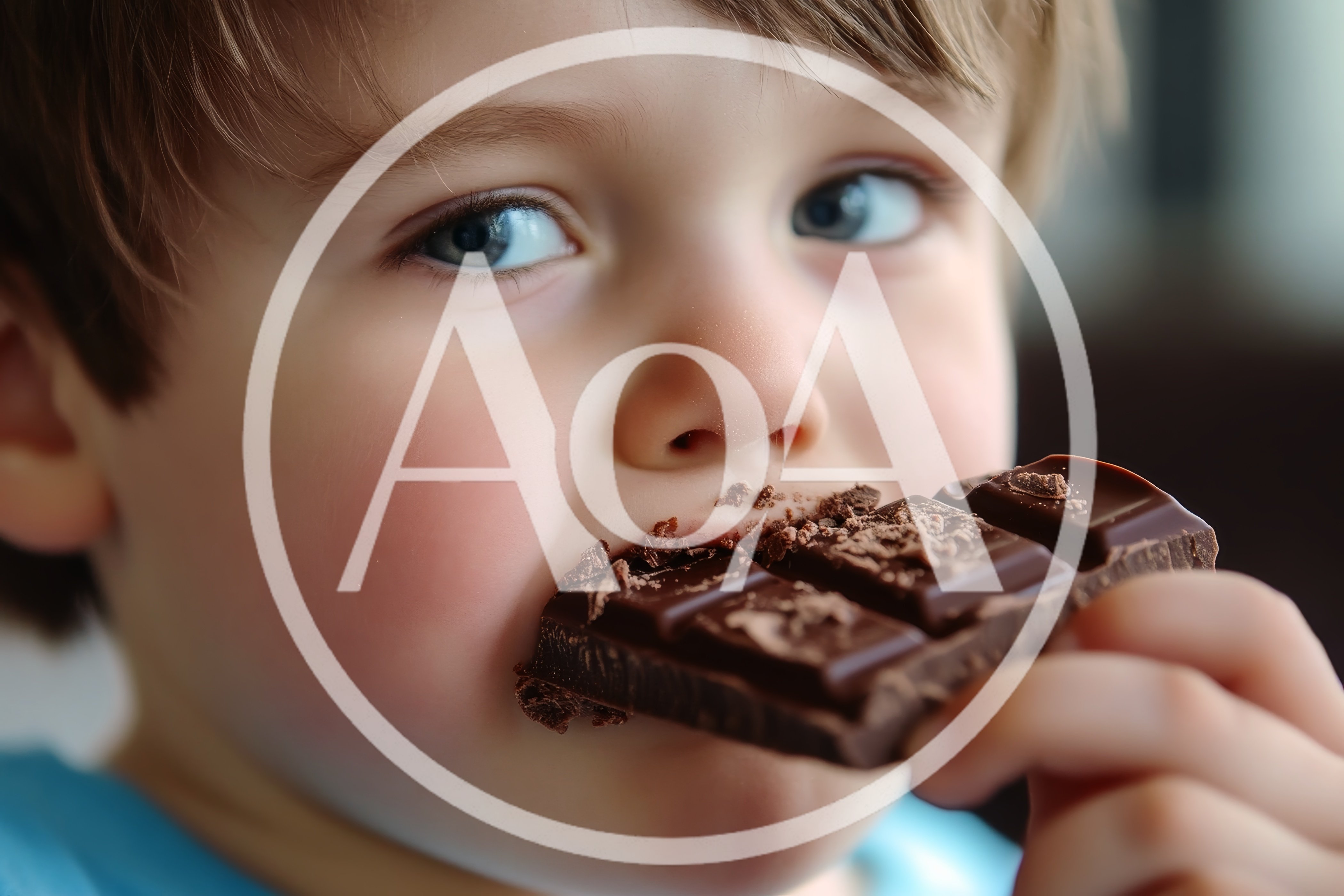 Young Boy Eating A Piece Of Dark Chocolate
