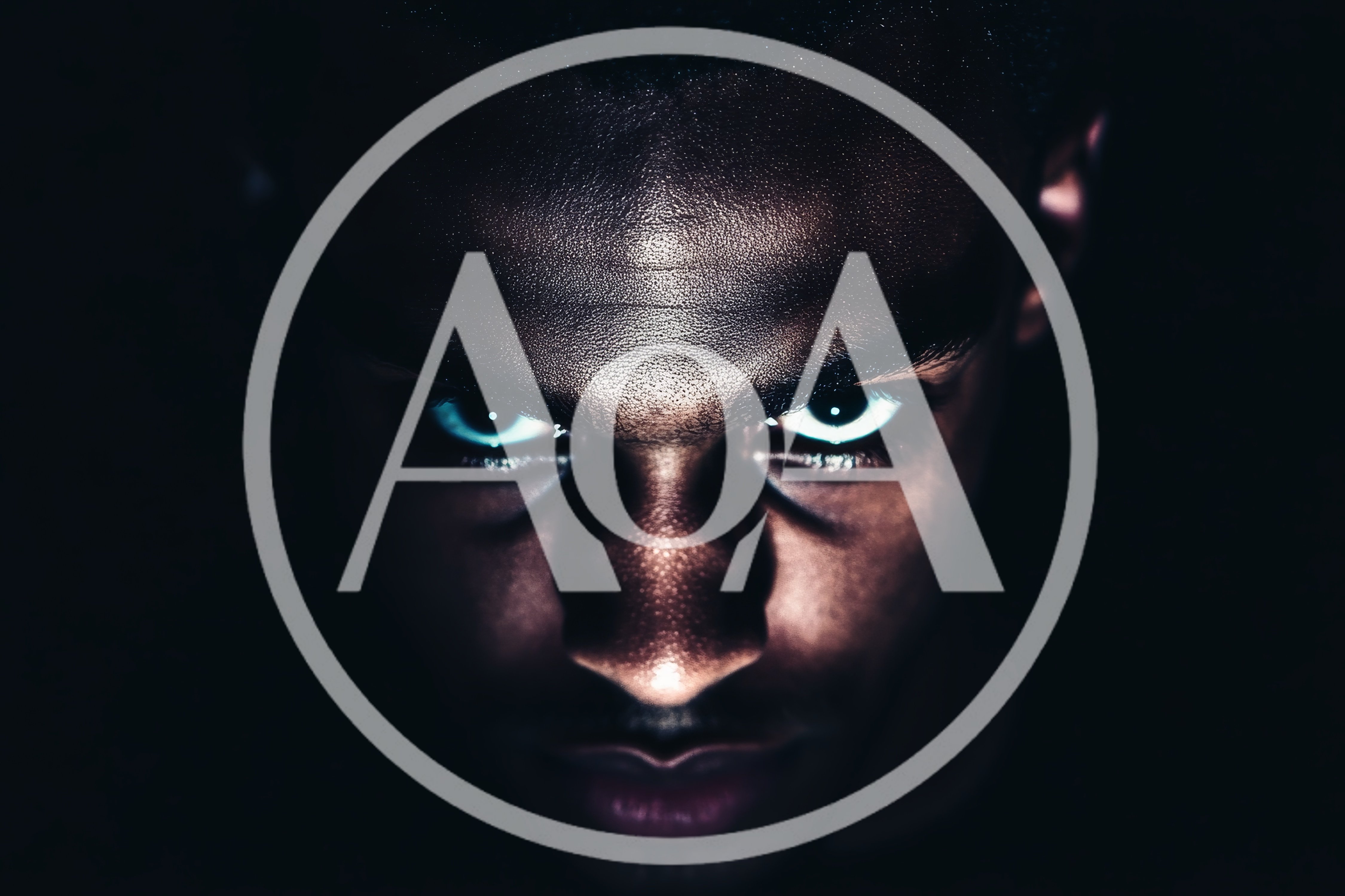 Close Up Portrait Of A Man With Glowing Eyes