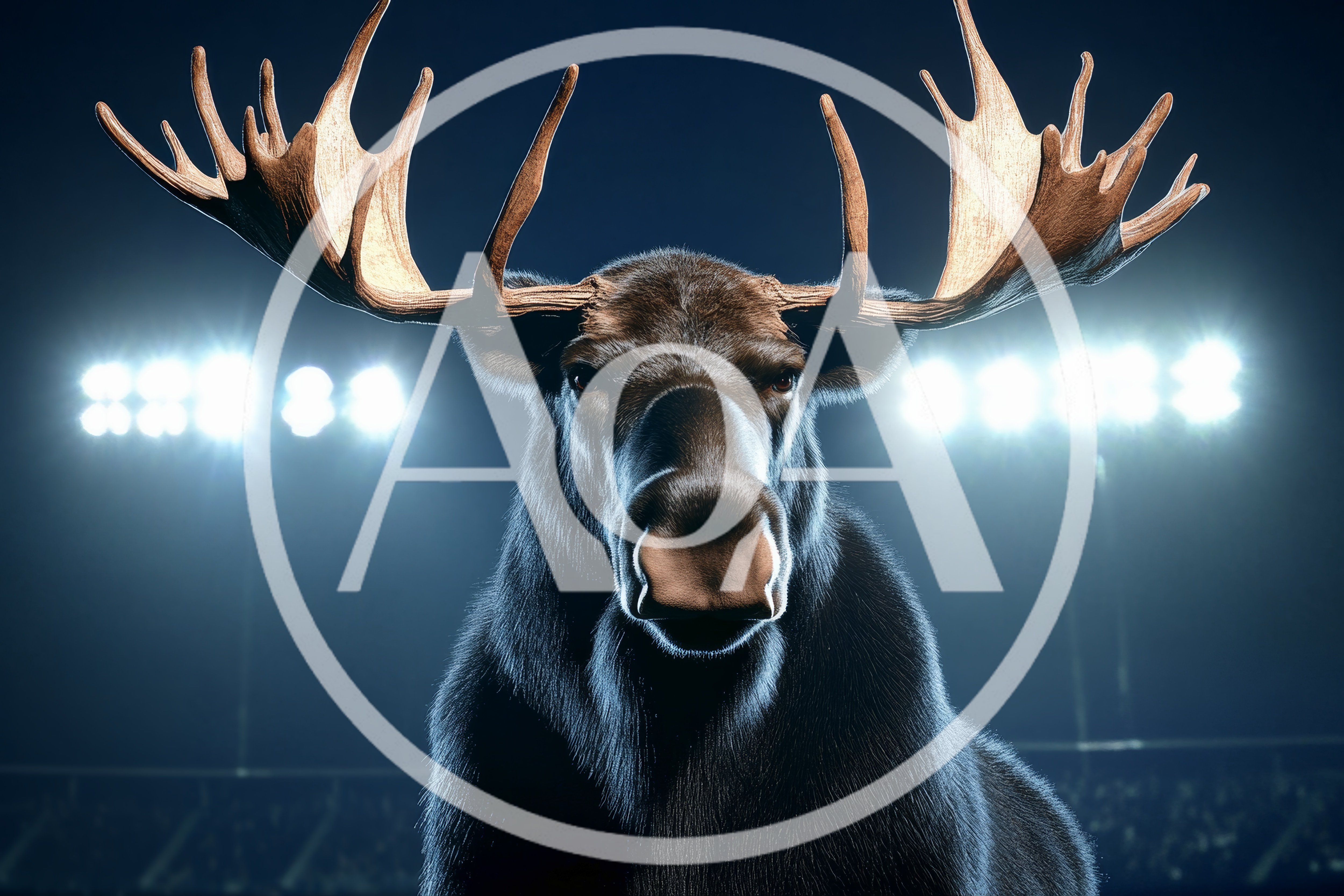 Majestic Moose Standing In A Brightly Lit Stadium