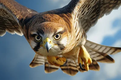 Peregrine Falcon Flying Directly Toward Camera