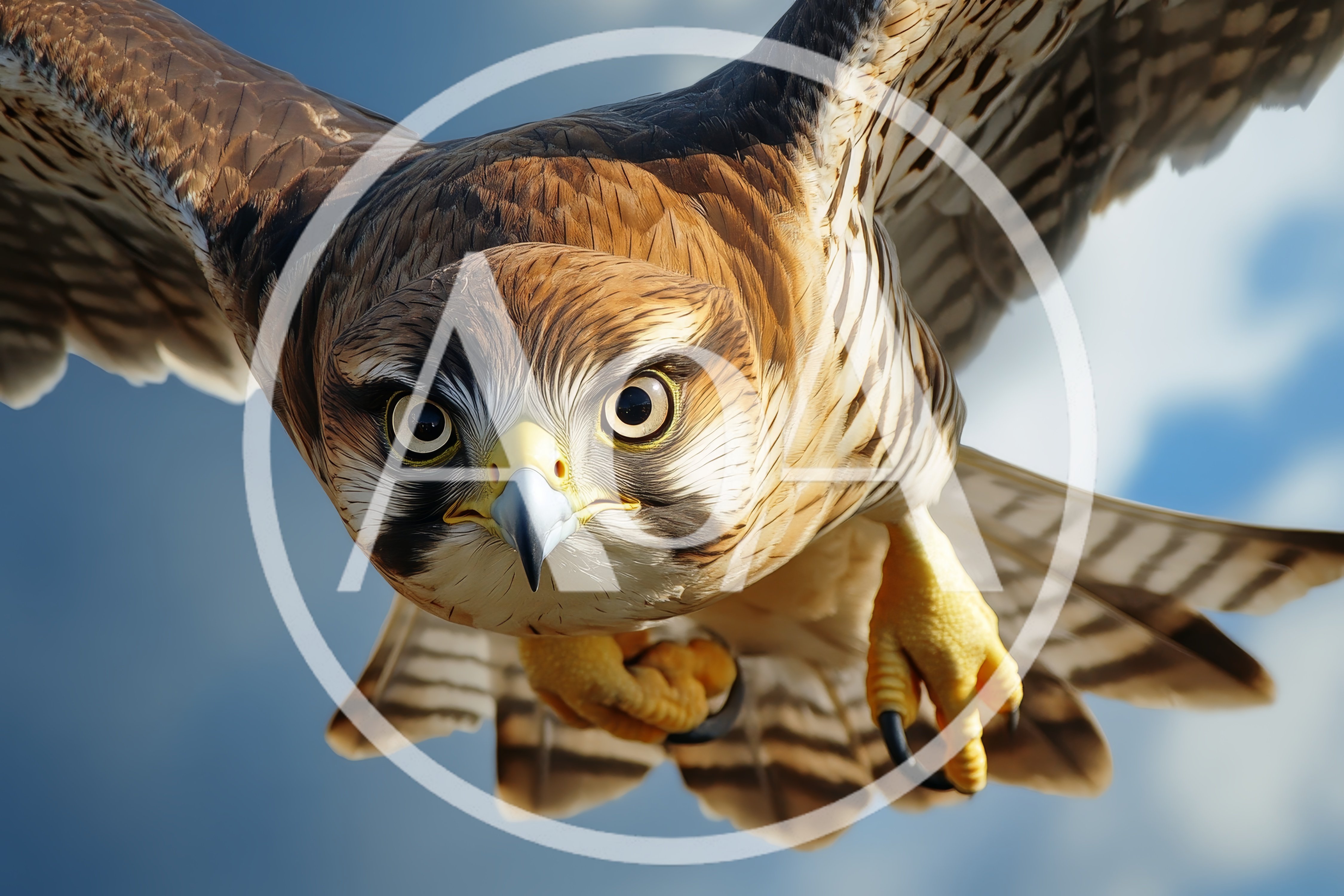 Peregrine Falcon Flying Directly Toward Camera